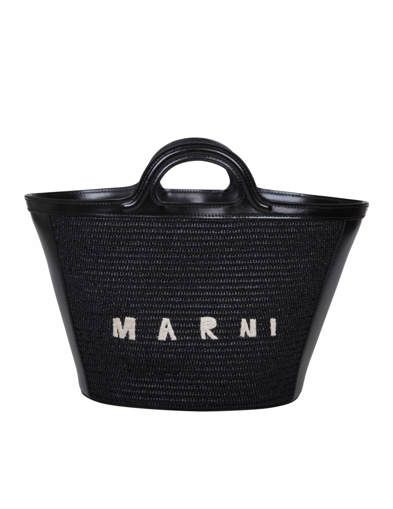 Shop Marni Tropicalia Small Nera In Rafia E Pelle In Black