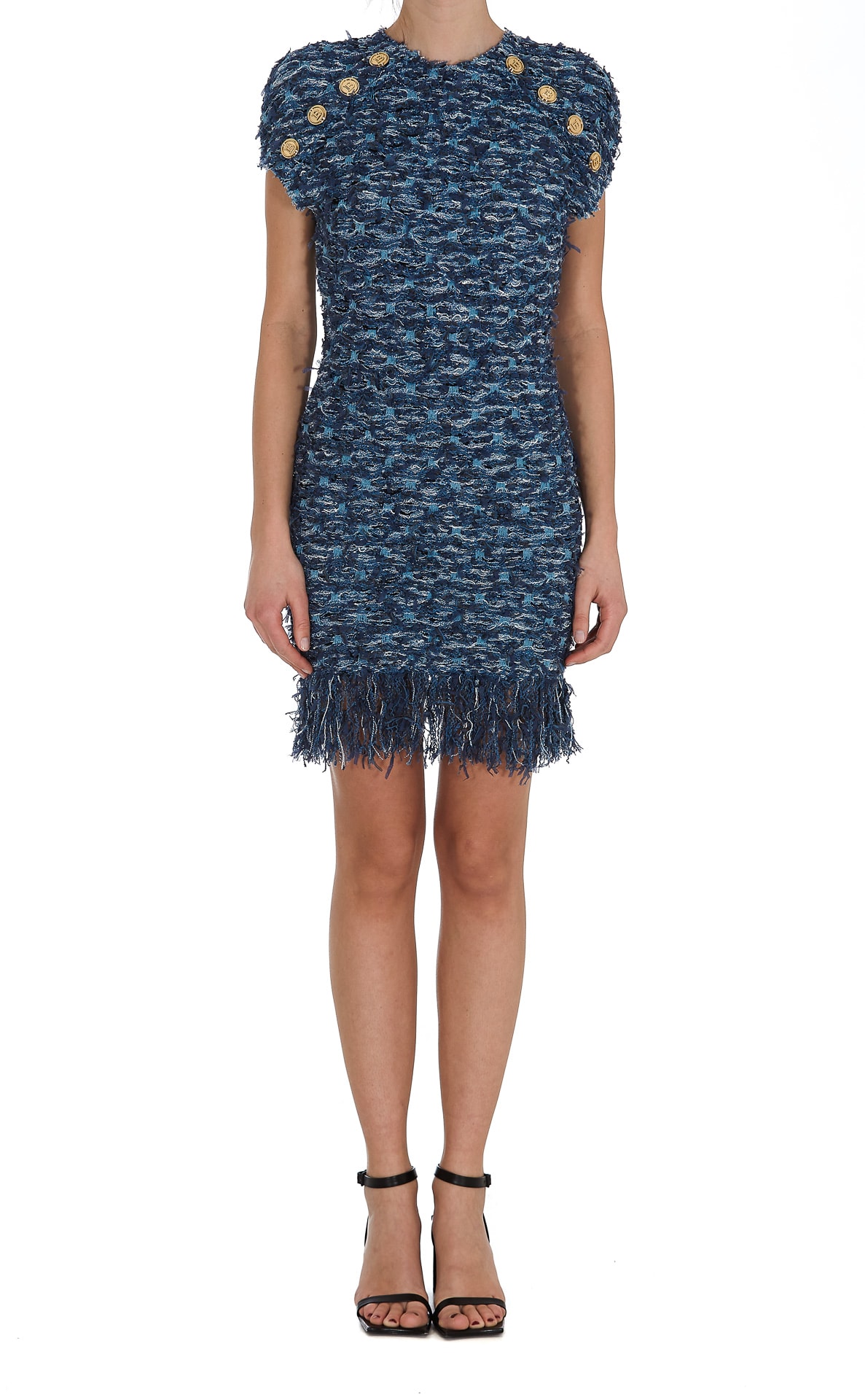 Photo of  Balmain Fringed Tweed Dress- shop Balmain Dresses online sales