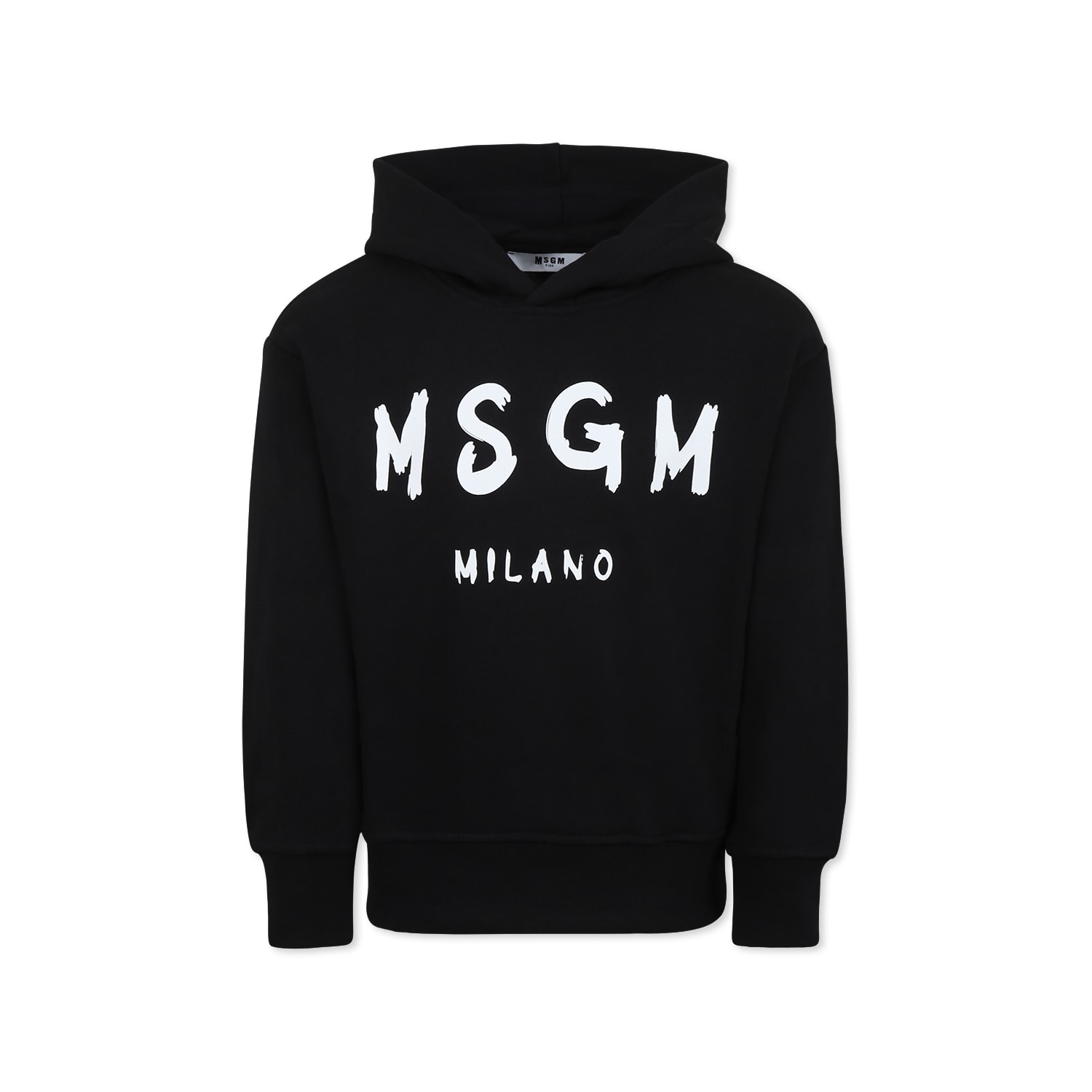Msgm Black Sweatshirt For Kids With Logo In Black