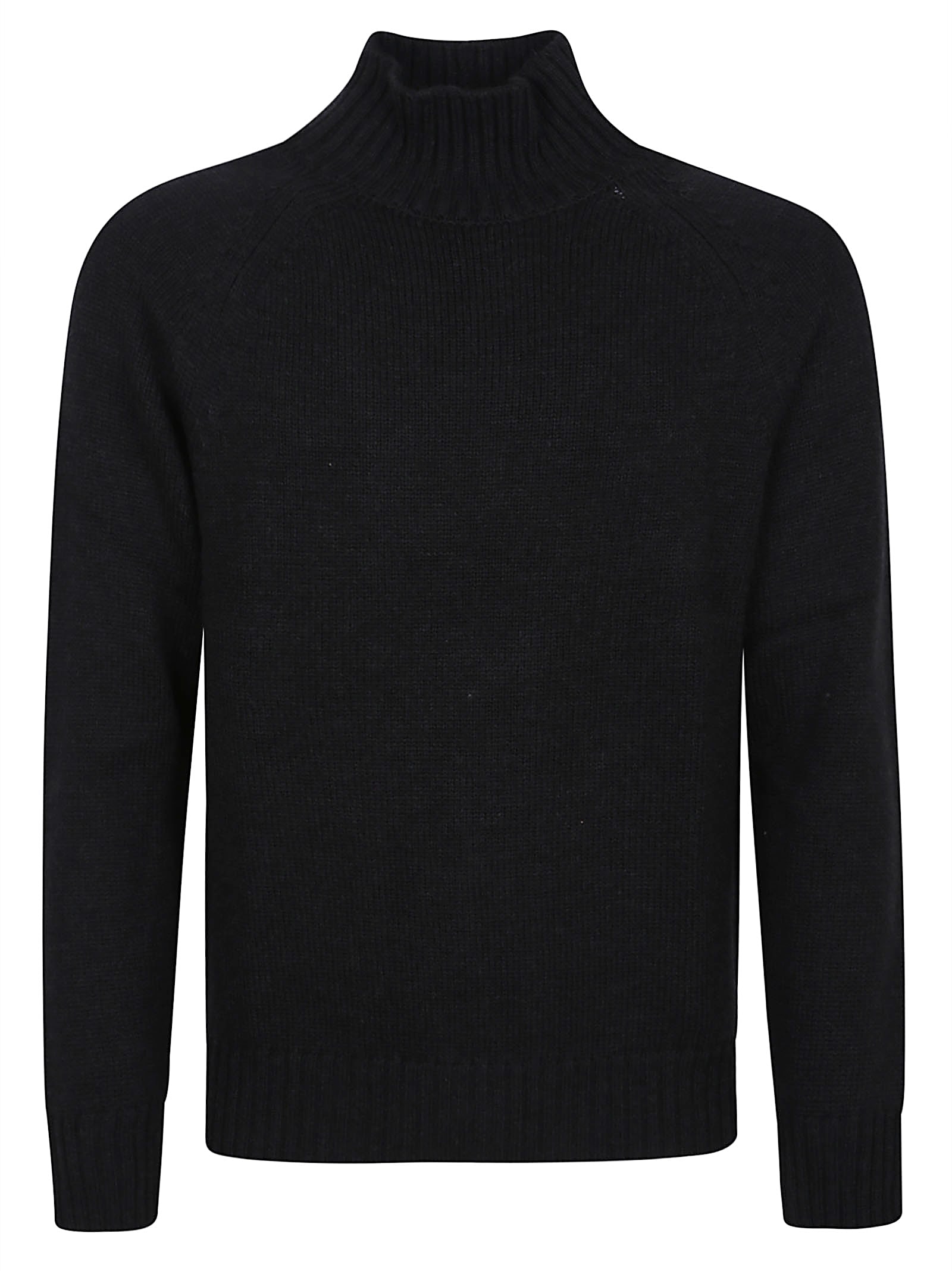 Eleventy Mock Neck Sweater With Ribbed Details And Italian Craftsmanship In Black