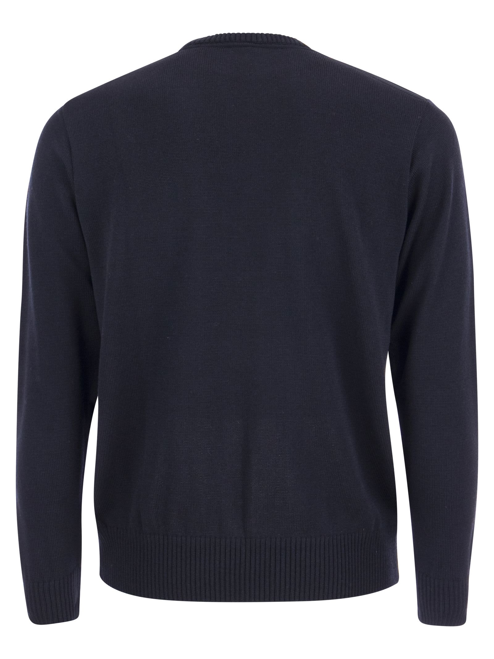 Shop Paul&amp;shark Bretagne Wool Crew Neck With Iconic Badge In Navy