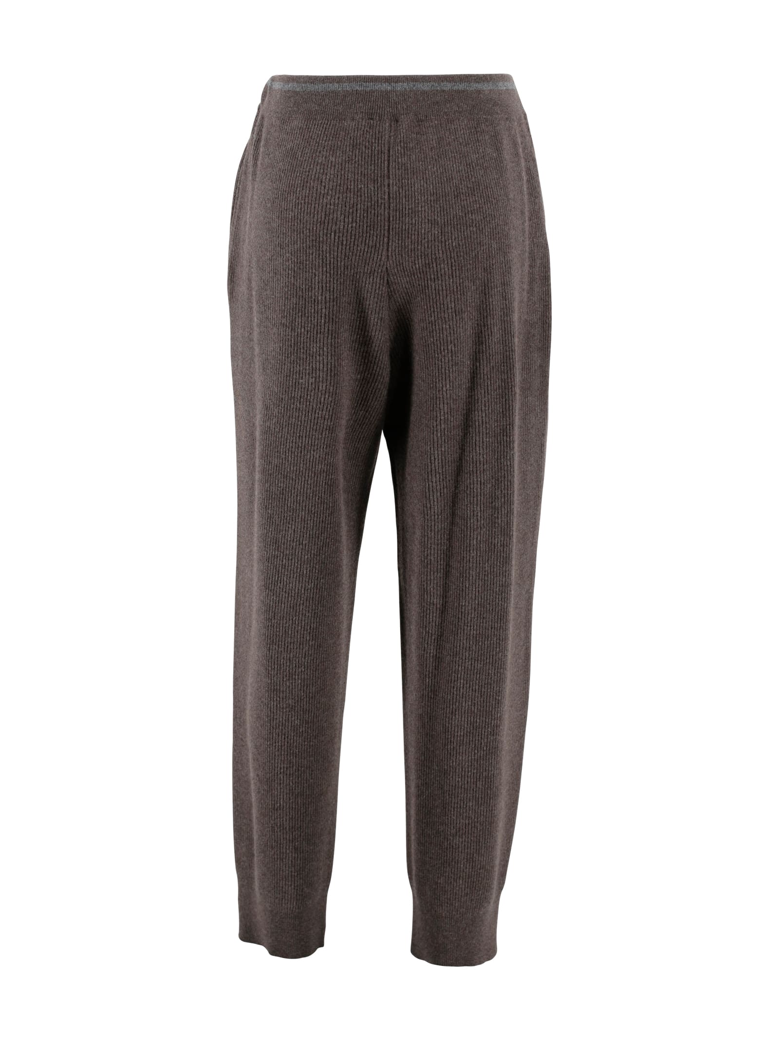 Brunello Cucinelli Wool And Cashmere Straight Trousers In Brown