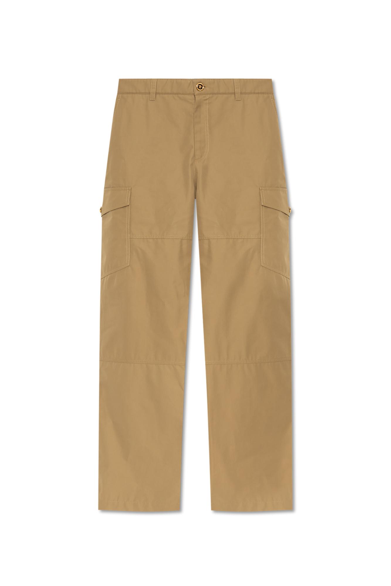 Versace Cotton Cargo Pants In Brown