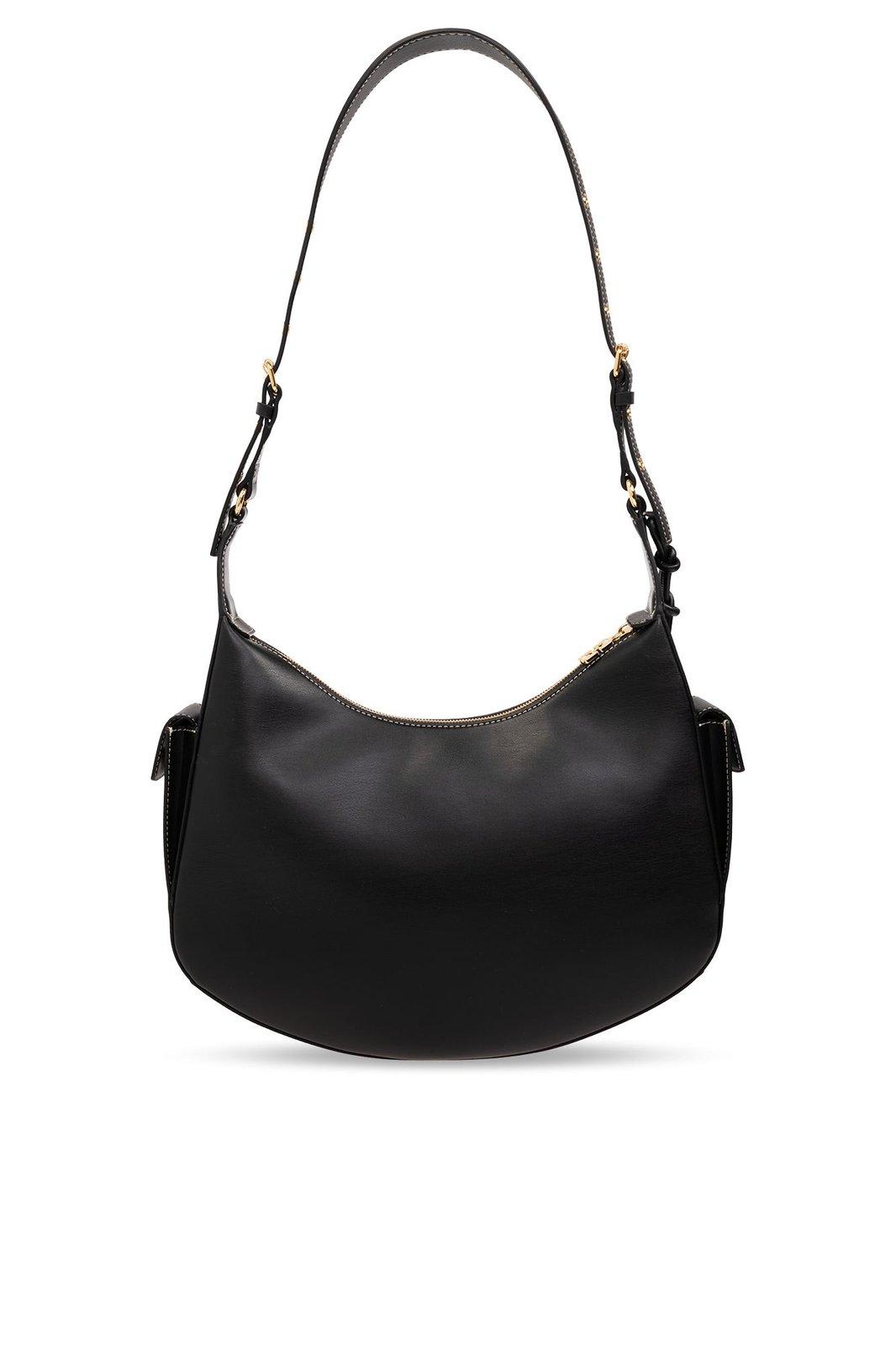 Shop Ganni Swing Zipped Large Shoulder Bag In Black