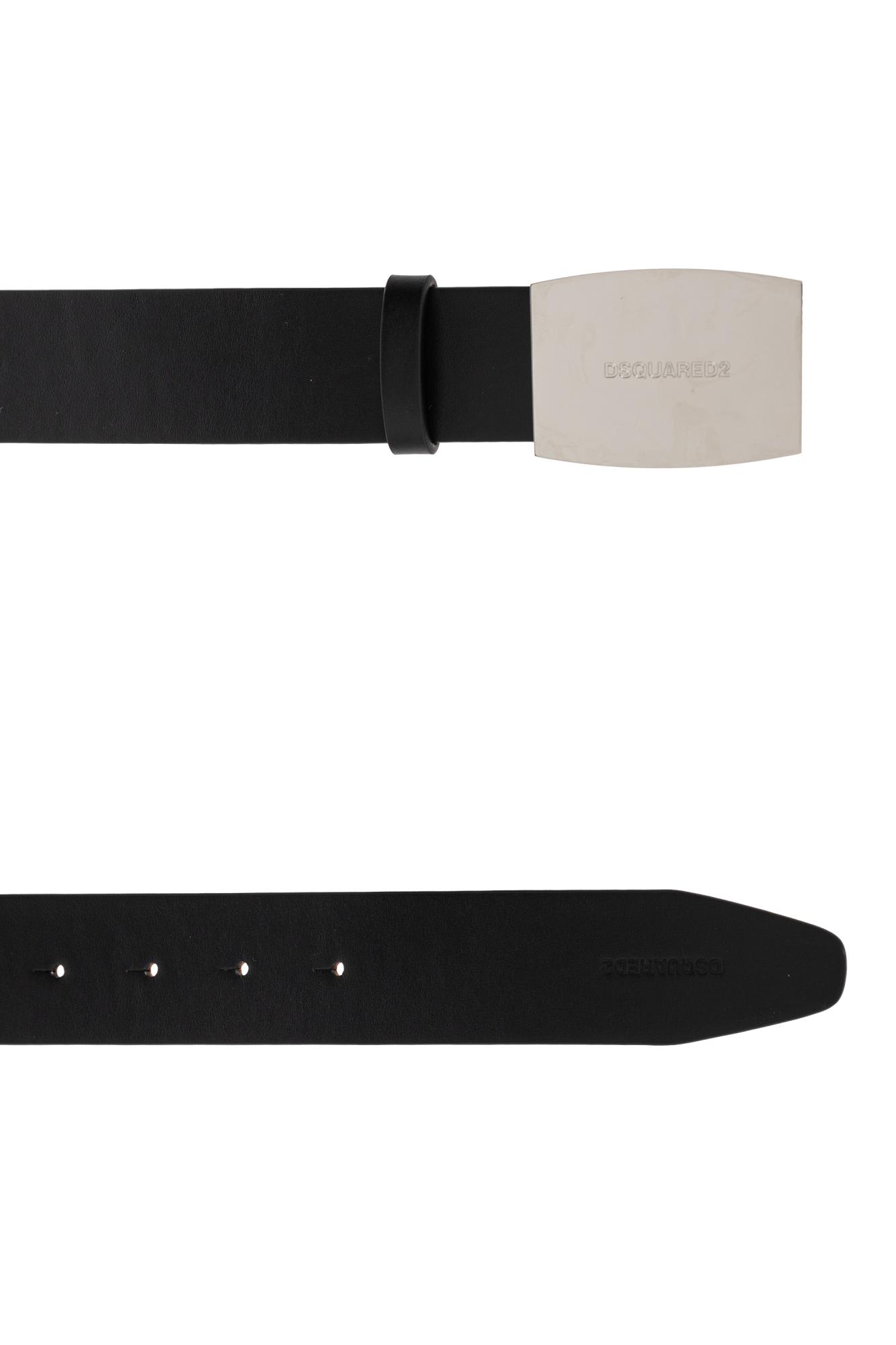 Dsquared2 Logo Engraved Buckle Belt In Black