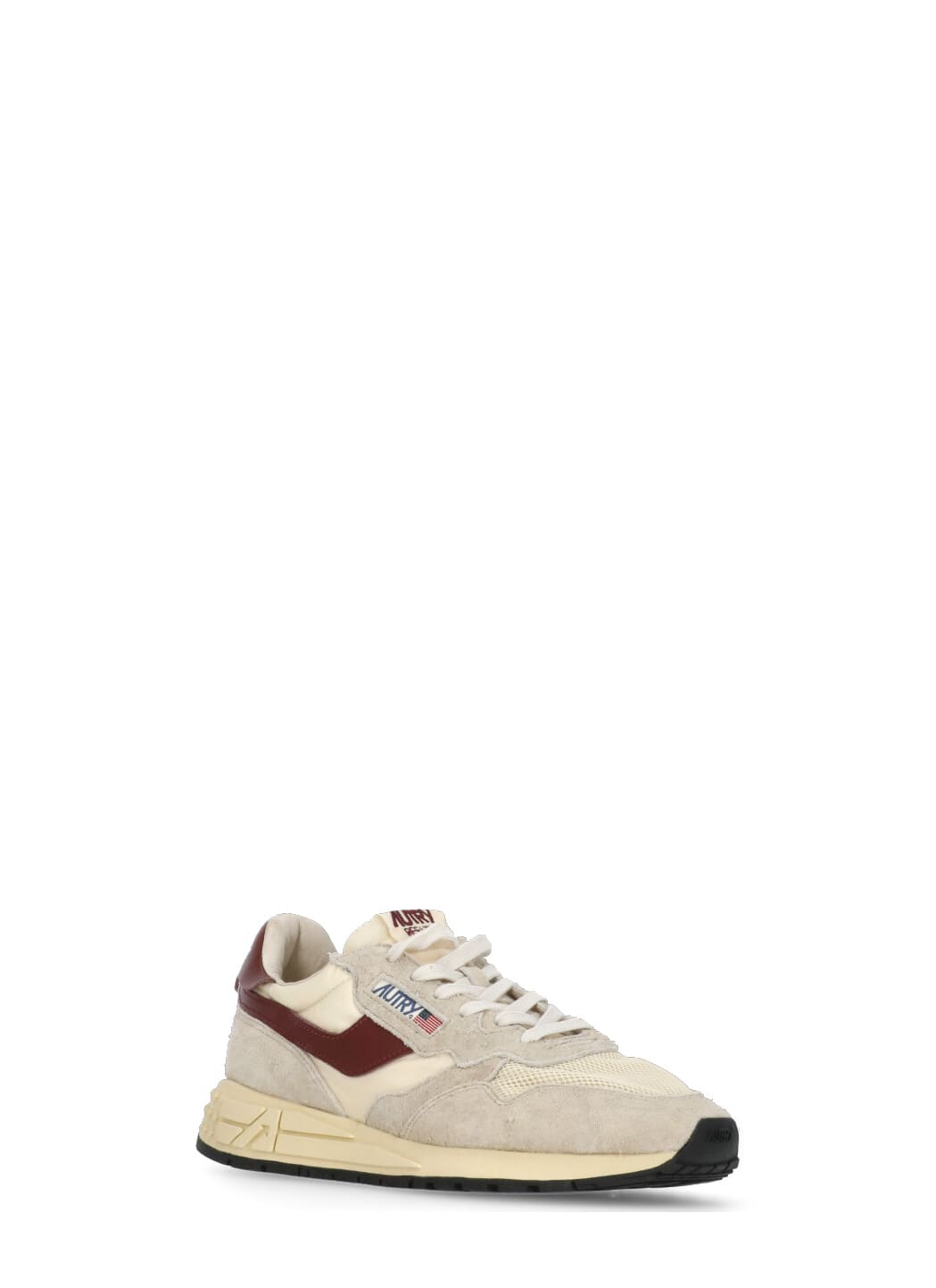 Autry Low Suede Net Sneakers With Contrast Panel In Nude