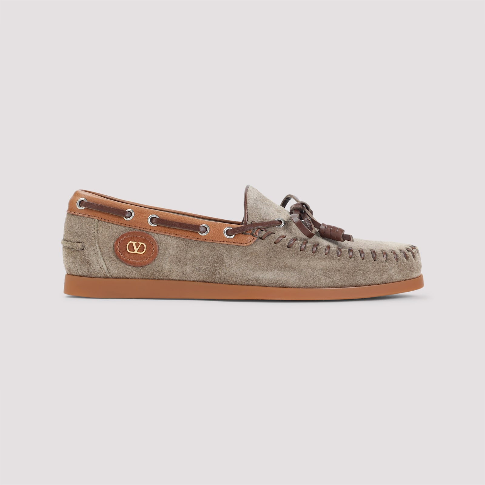 Valentino Palm Avenue Suede And Leather Loafers In Brown