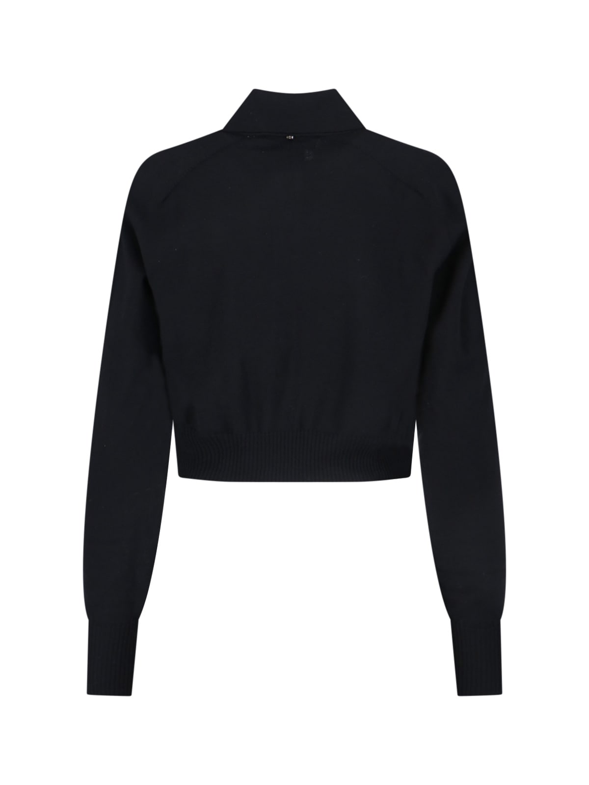Sportmax Virgin Wool Cardigan With Classic Collar And Retro Charm In Black
