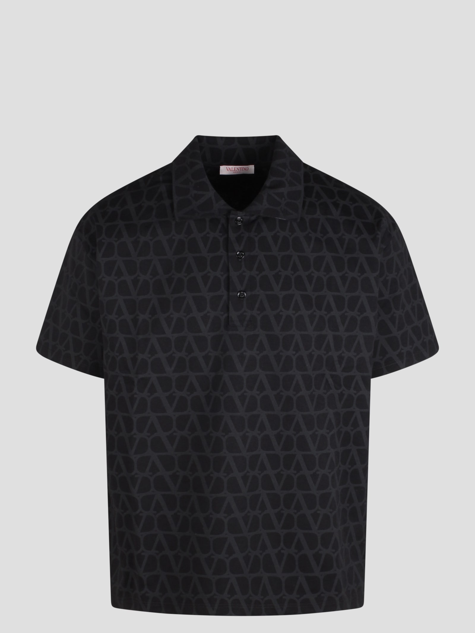 Shop Valentino Toile Iconographe Print Cotton Polo Shirt In Black