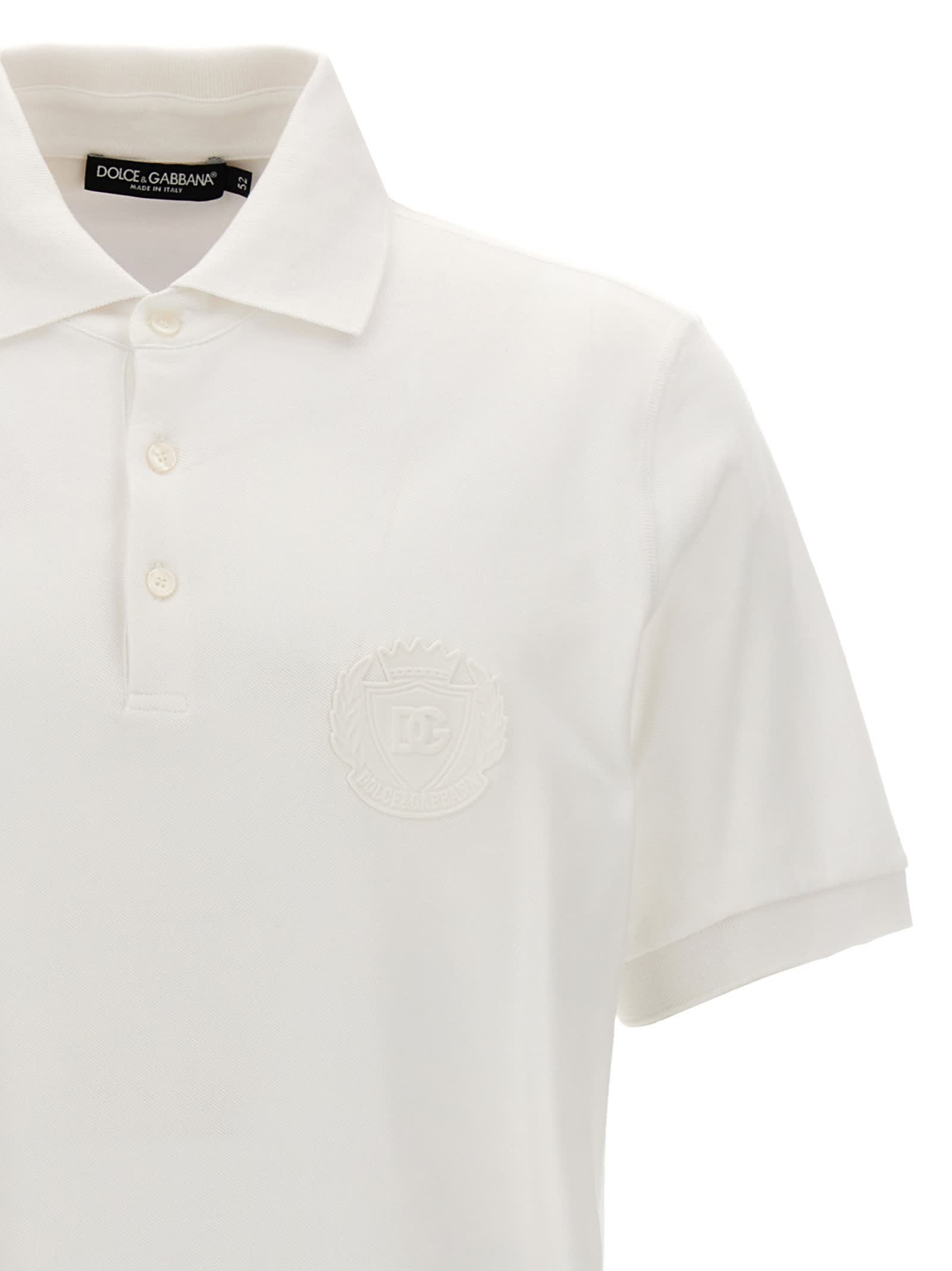 Shop Dolce & Gabbana Logo Patch Polo Shirt In White