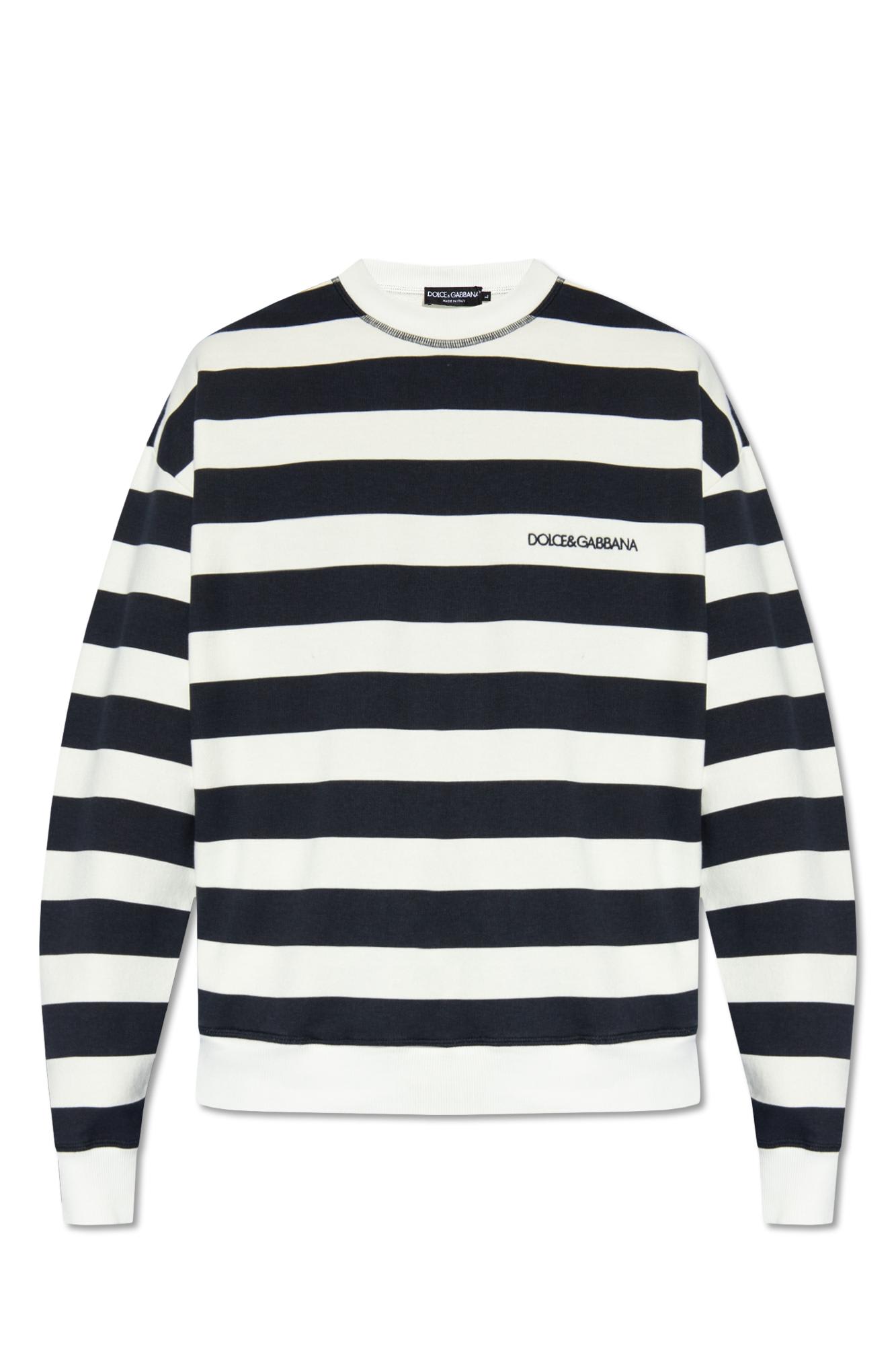 Shop Dolce & Gabbana Striped Sweatshirt In Bianco Blu