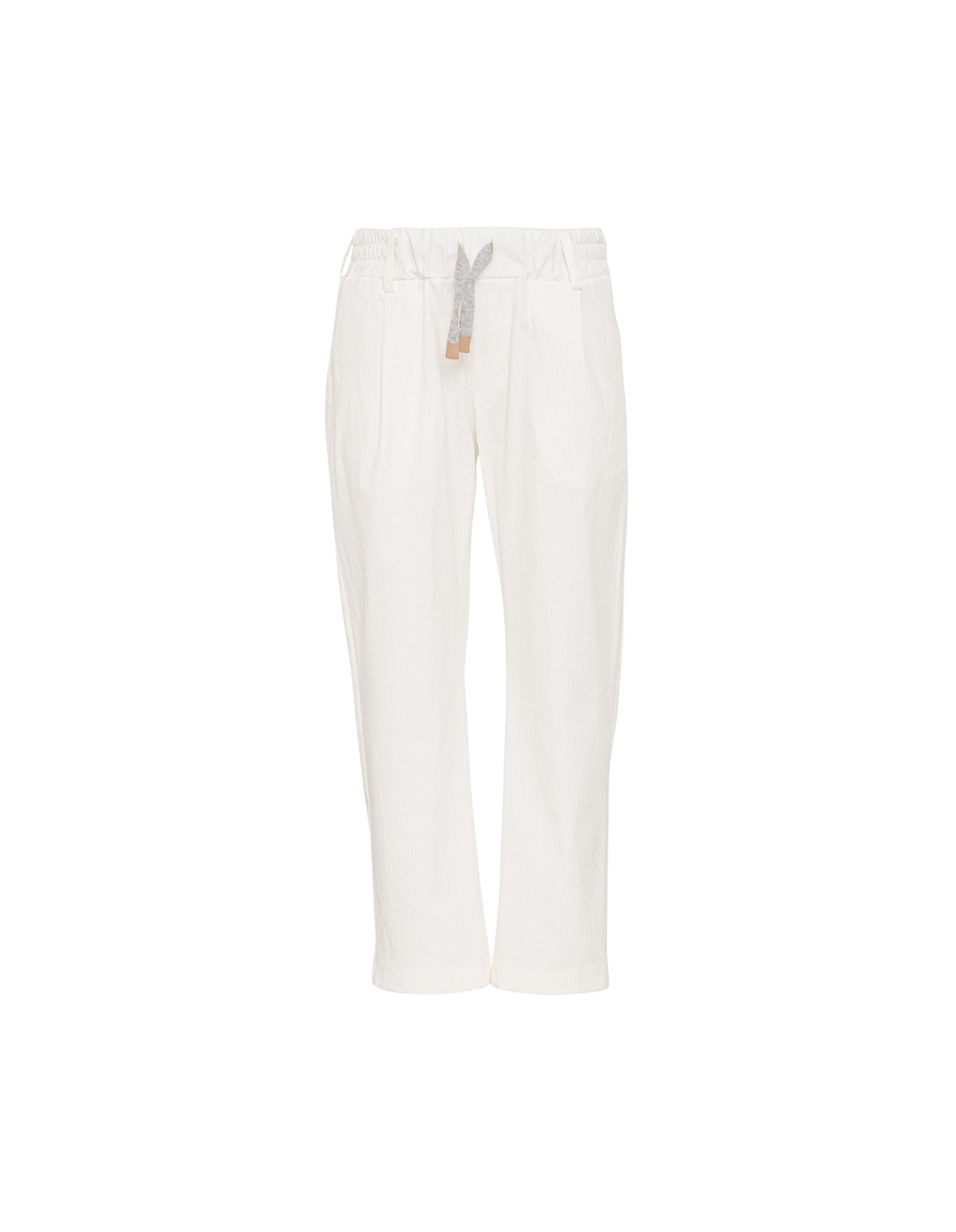Shop Eleventy White Joggers Pants With Contrasting Drawstring