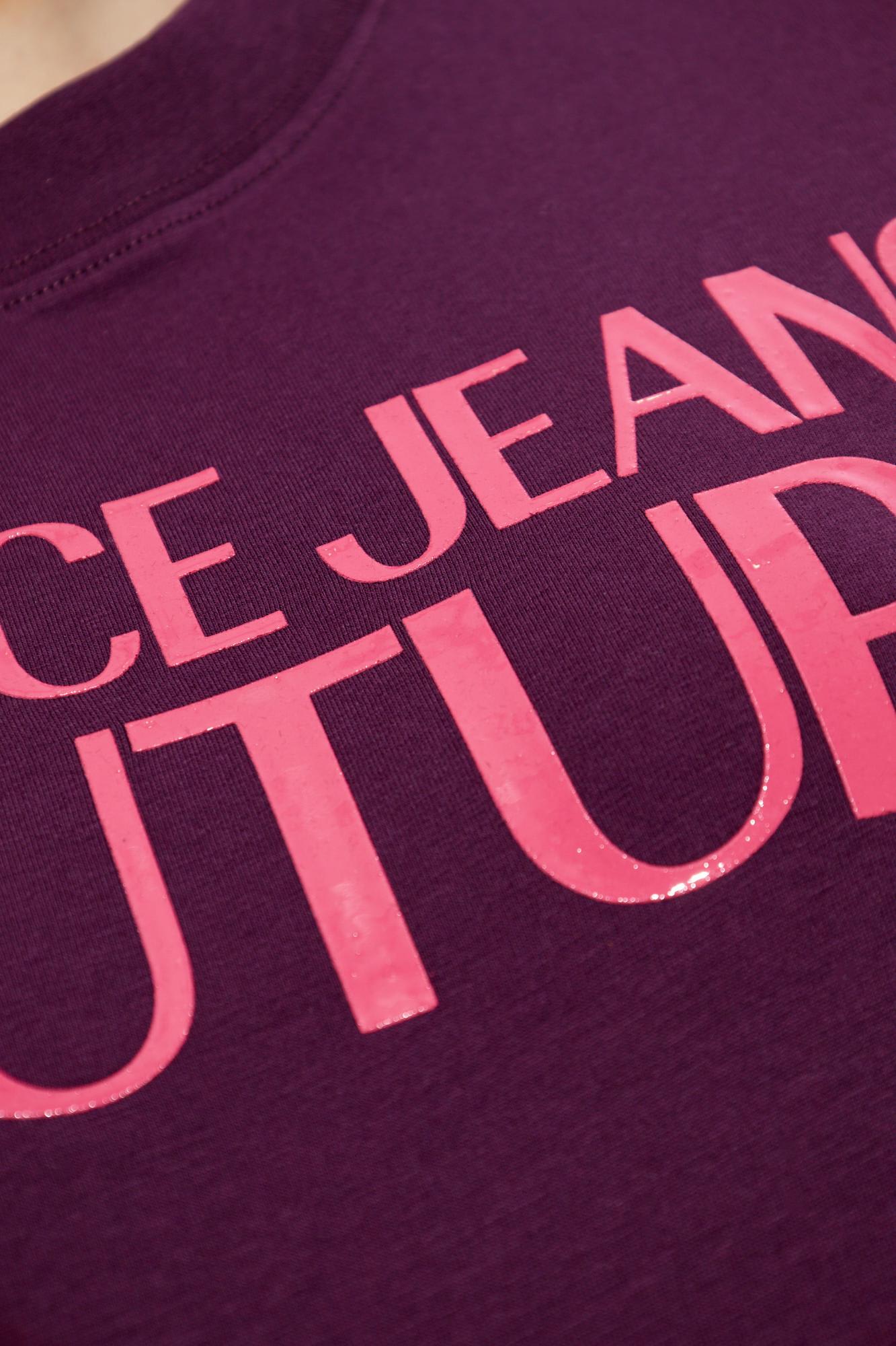 Versace Jeans Couture Dress With Printed Logo In Burgundy