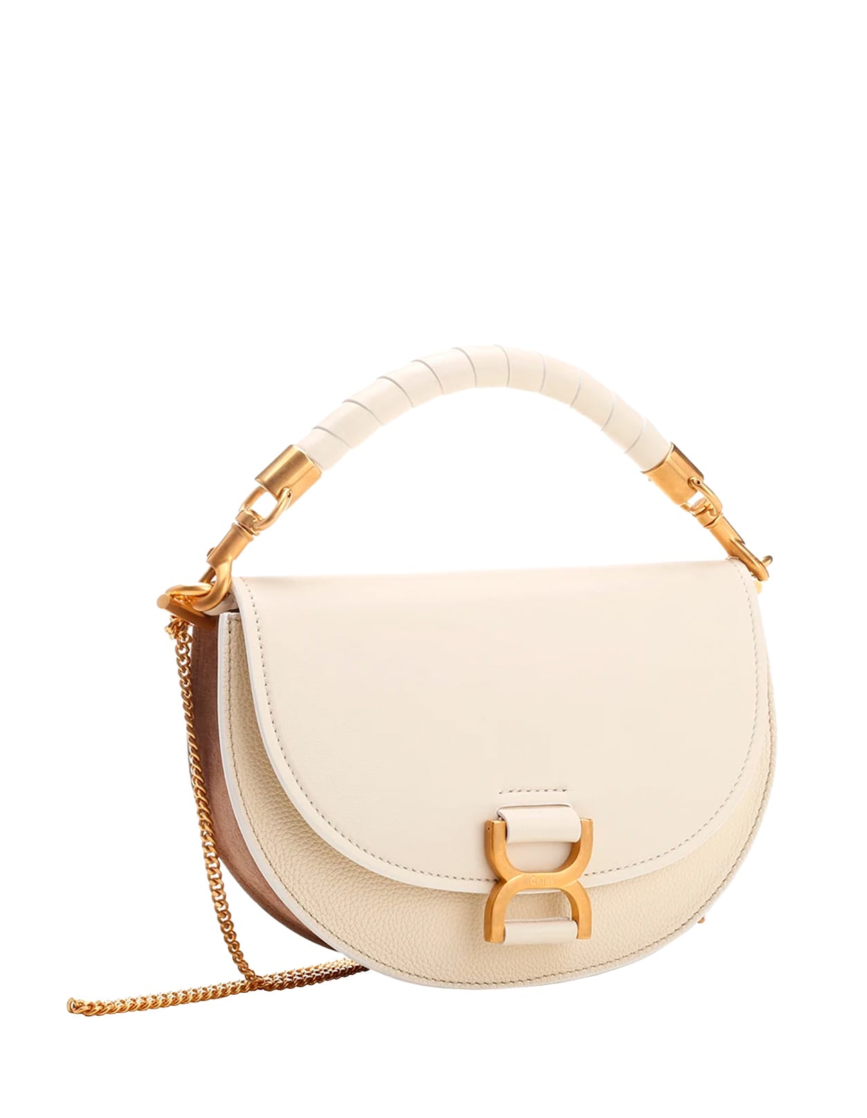 Shop Chloé Marcie Flap And Chain Bag In Misty Ivory In White