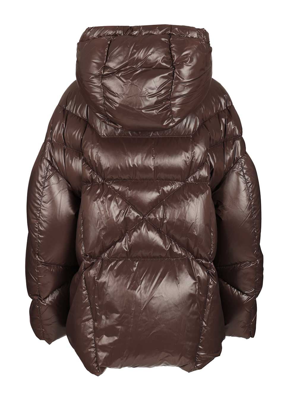 Khrisjoy Iconic Milano Puffer In Shiny Nylon Coats Brown In Brown