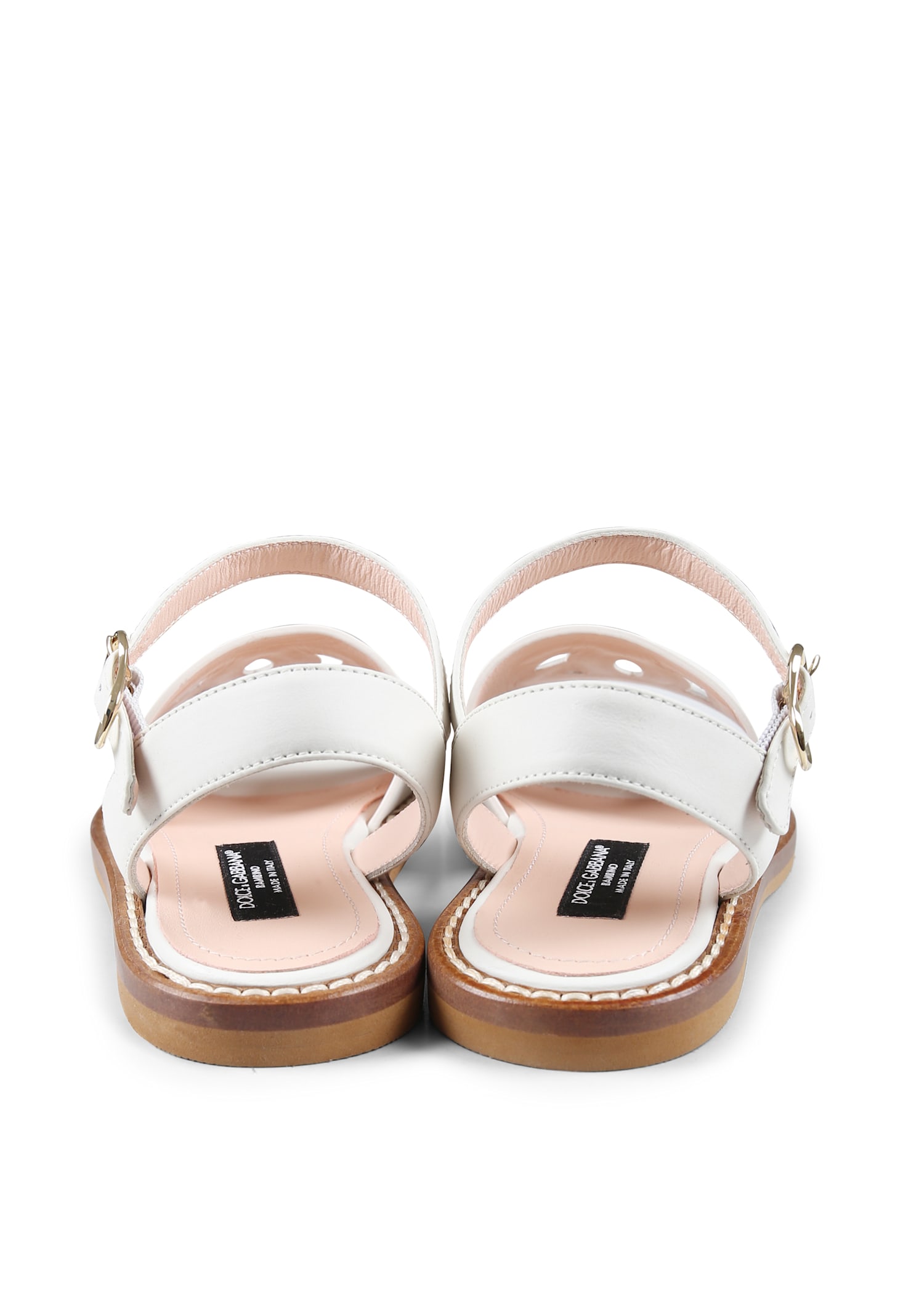 Shop Dolce & Gabbana White Sandals For Girl With Dg Logo