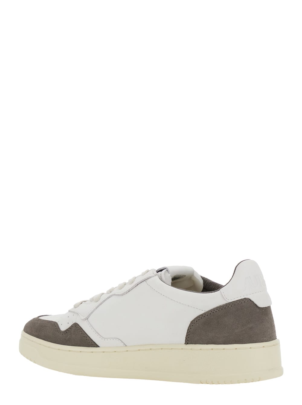 Autry 'medalist Low' White Low Top Sneakers With Side Logo Detail In Leather And Suede Man In Gray