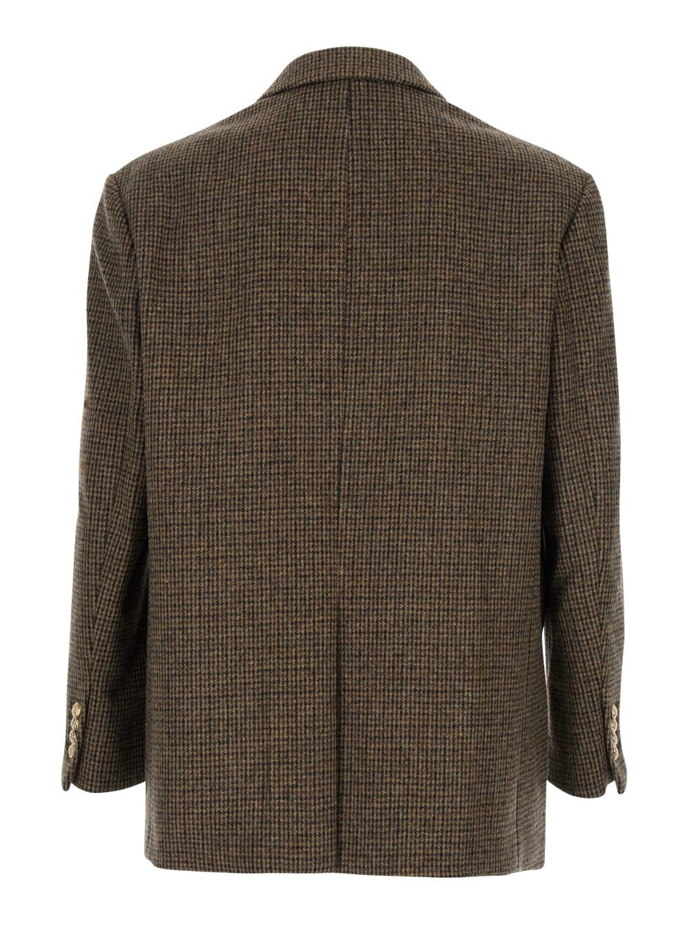 Dunst Brown Single-breasted Jacket With All-over Check Motif In Wool Woman In Brown