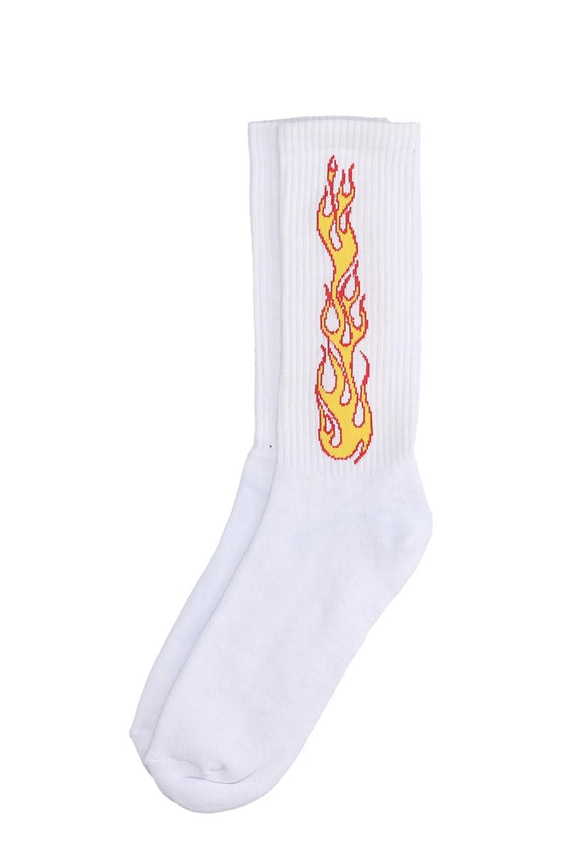 PALM ANGELS SOCKS IN WHITE COTTON,11353819