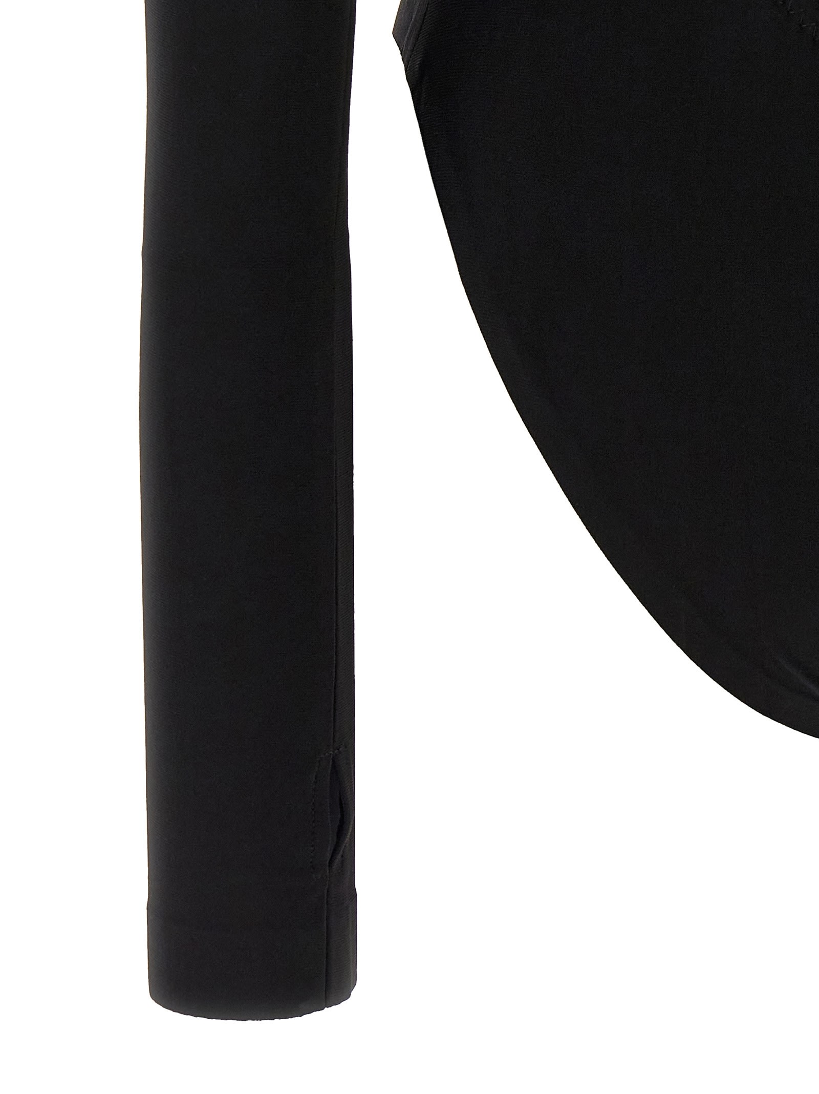 Norma Kamali Fitted Long-sleeve Top With High Neckline In Black
