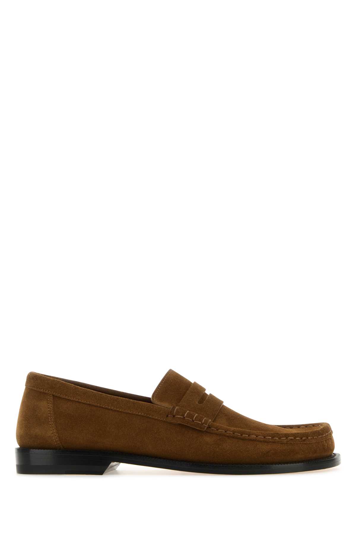 Shop Loewe Brown Suede Campo Loafers In Tabacco