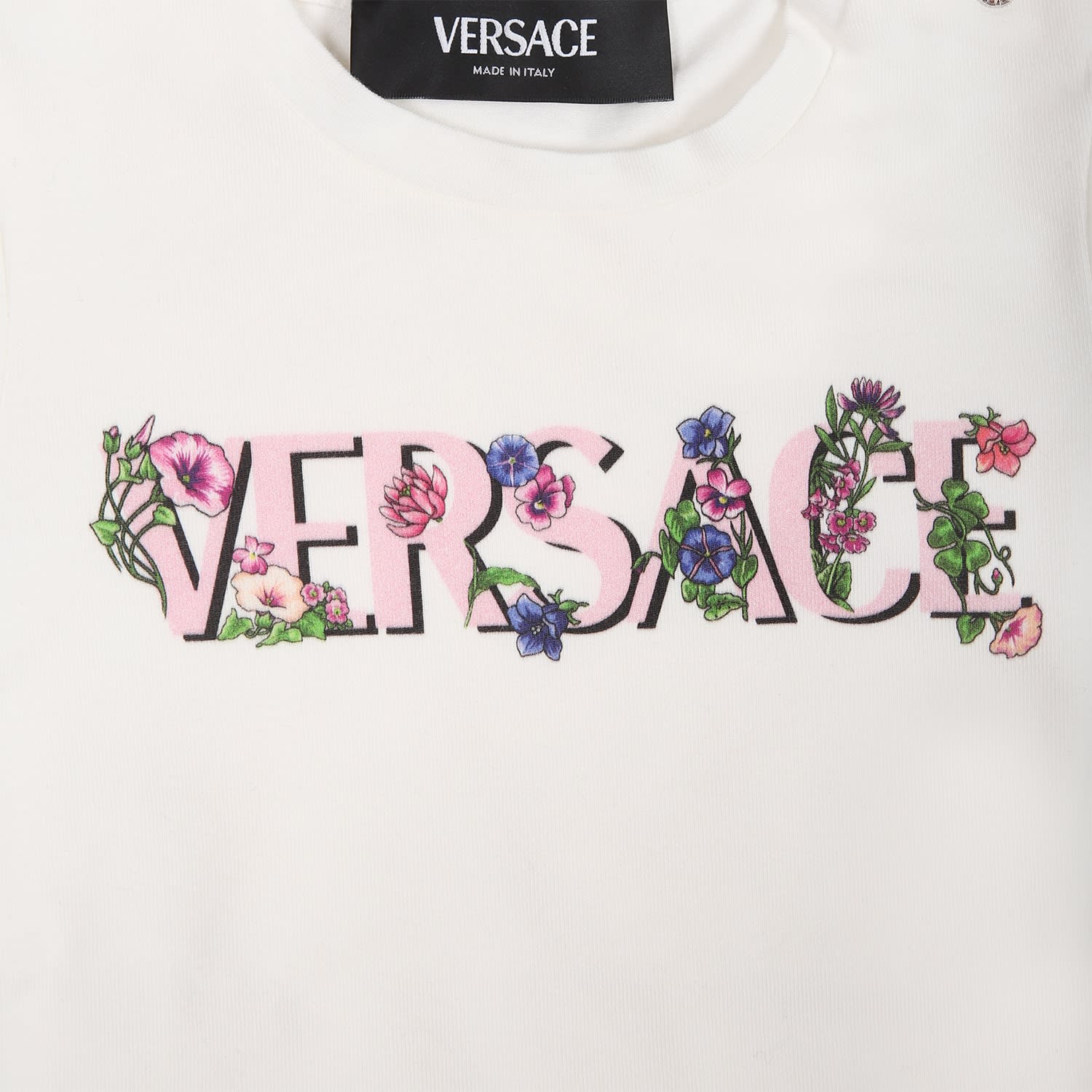 Shop Versace White T-shirt For Baby Girl With Logo
