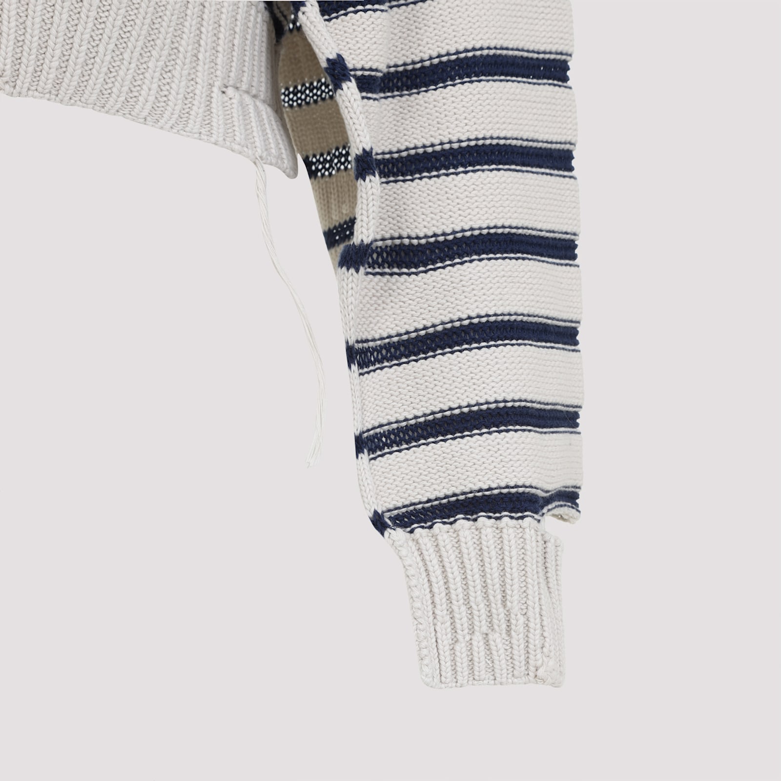 Mm6 Maison Margiela Mm6 By Maison Margiela Chalk White Cotton Cardigan In Chalk Navy