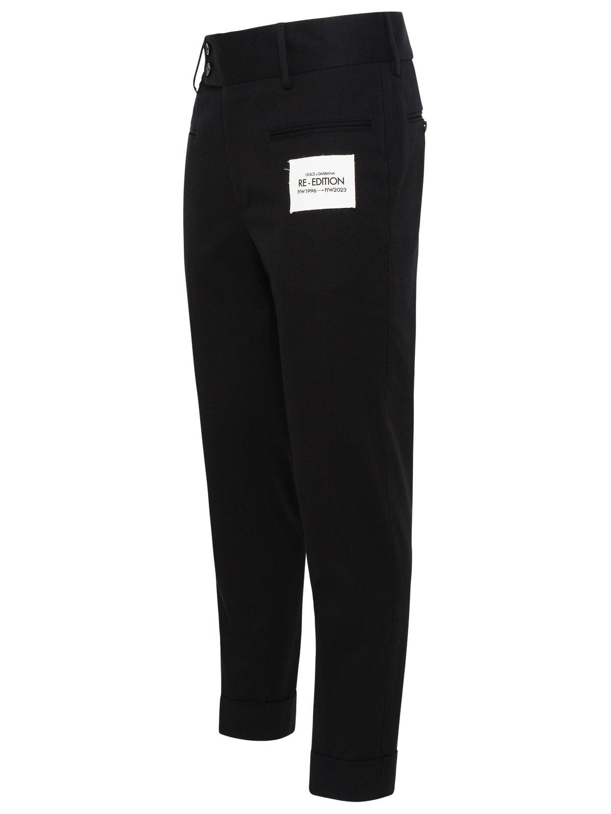 Dolce & Gabbana Stretch Drill Pants With Re-edition Label In Black