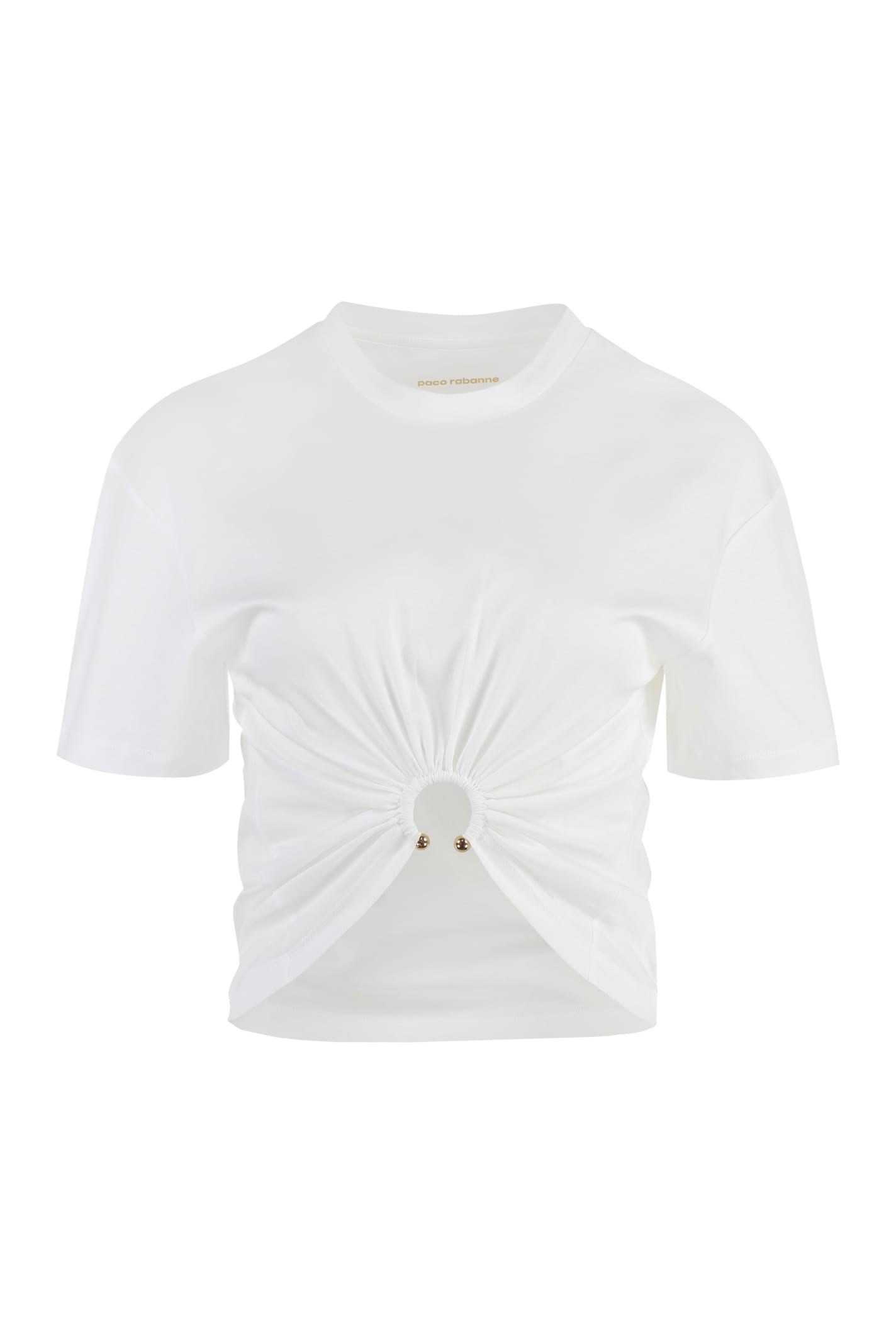 Shop Paco Rabanne Cotton Crew-neck T-shirt In White
