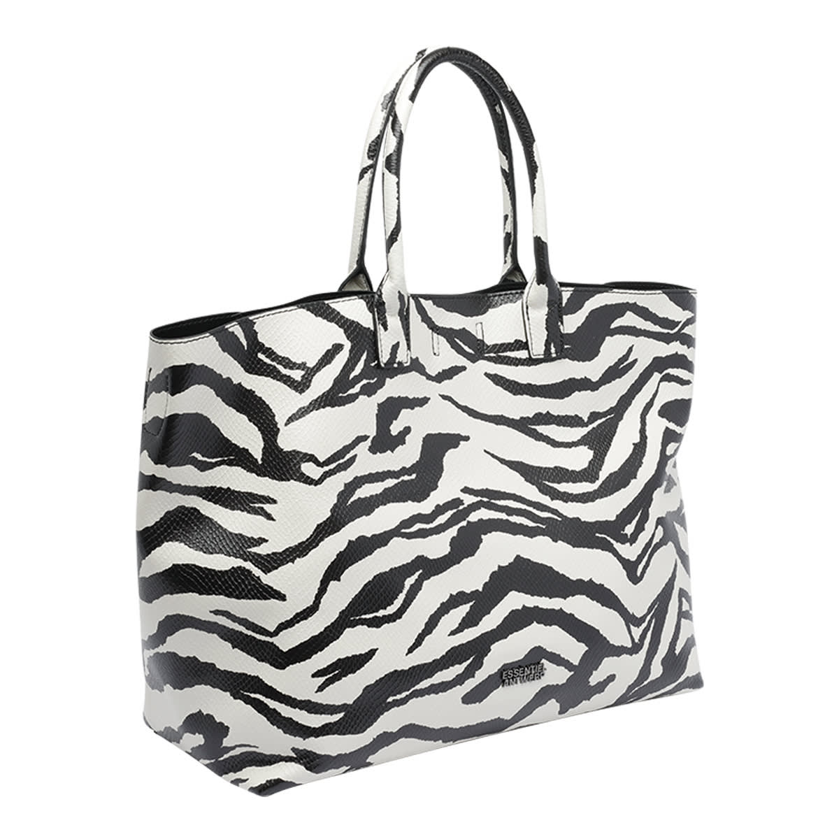 Essentiel Antwerp Iloise Printed Shopping Bag In Black