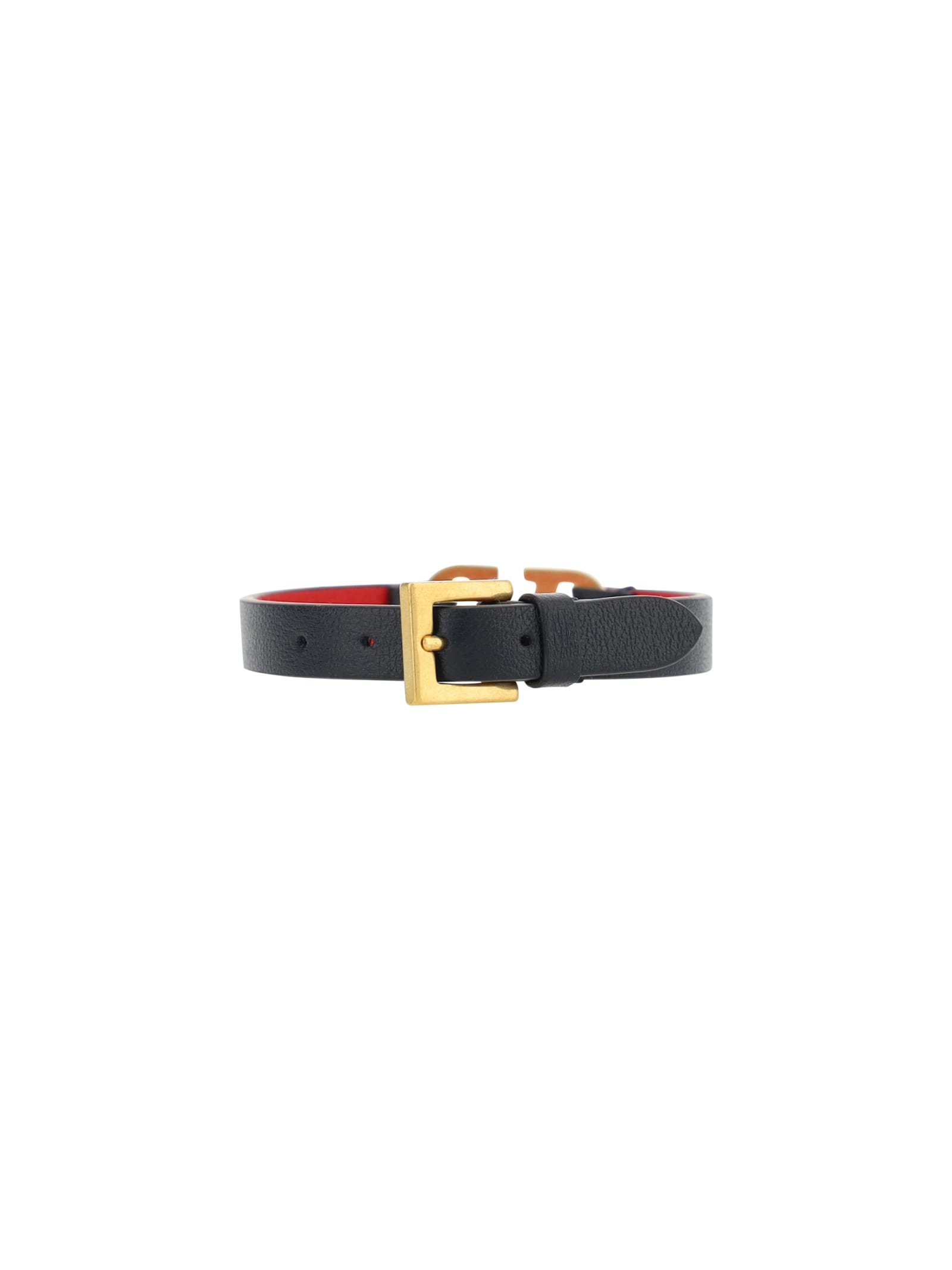 Shop Valentino Garavani Vlogo Bracelet In Black, Red