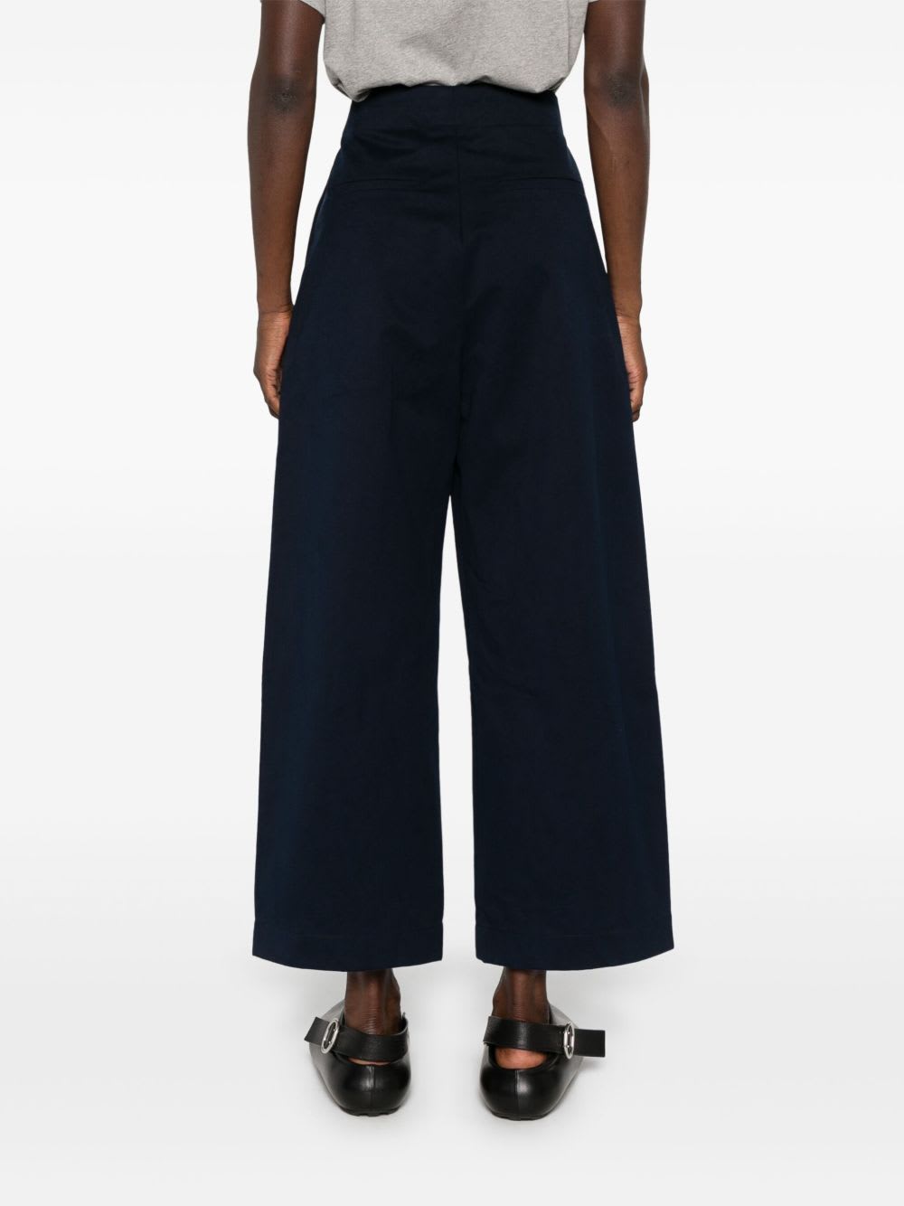 Studio Nicholson Wide Leg Cotton Trousers In Blue