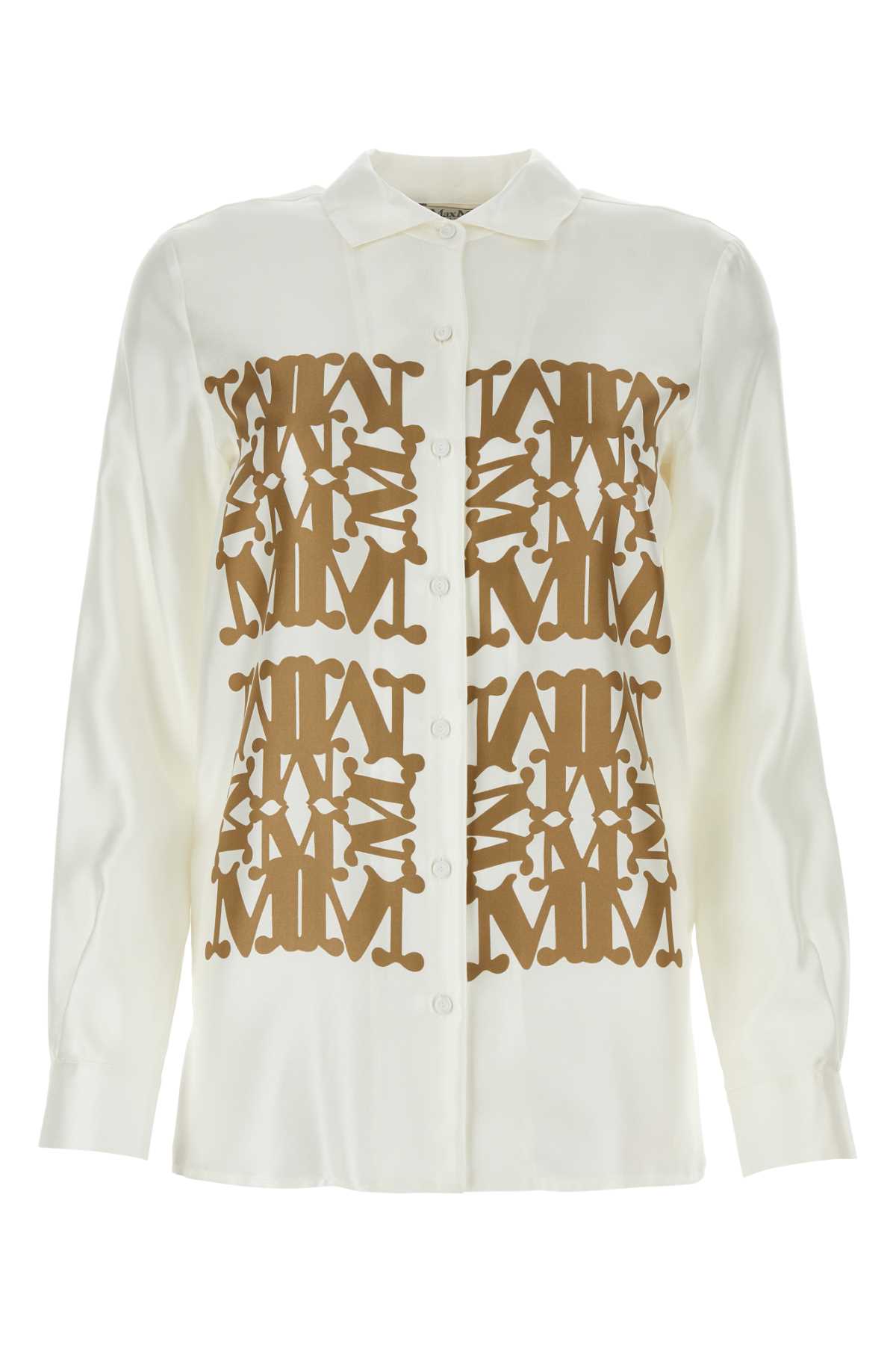 Shop Max Mara Ivory Silk Legno Shirt In Vaniglia