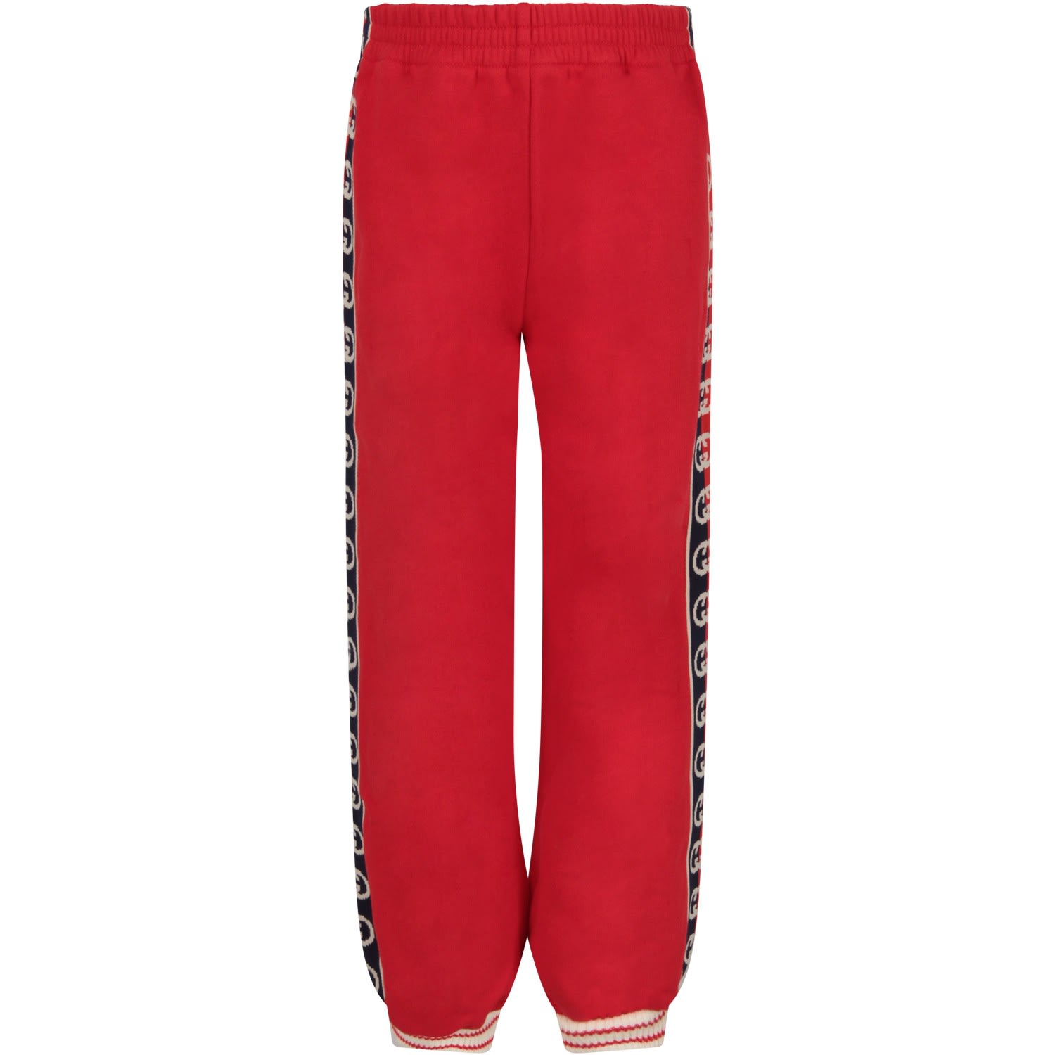 GUCCI RED SWEATPANTS FOR KID WITH DOUBLE GG,11259422