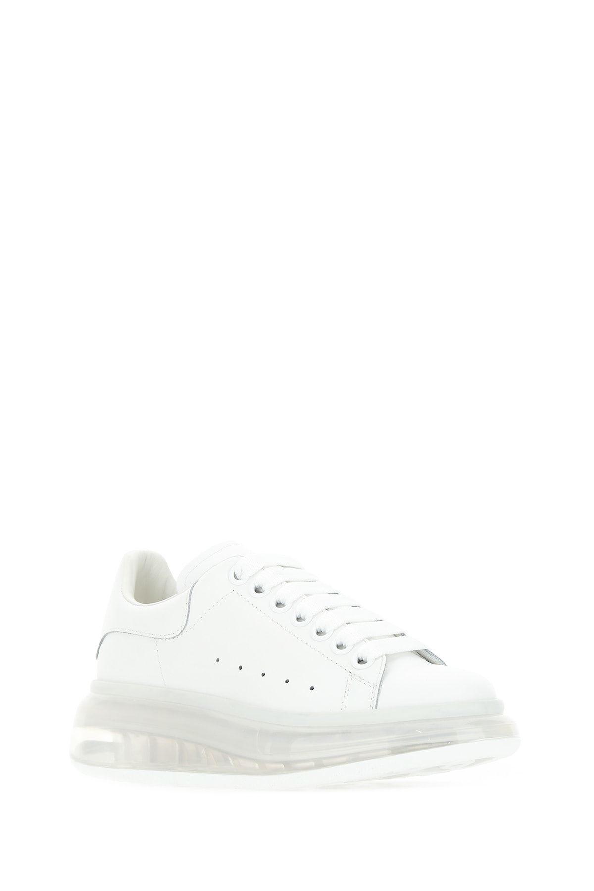 Shop Alexander Mcqueen White Leather Sneakers