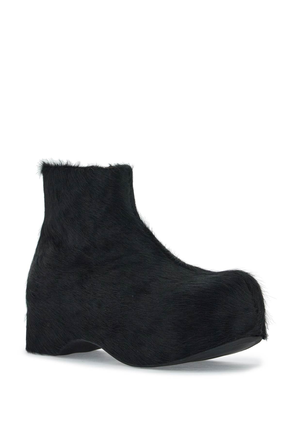 Shop Marni Long-haired Chunky Ankle Boots In Black (black)