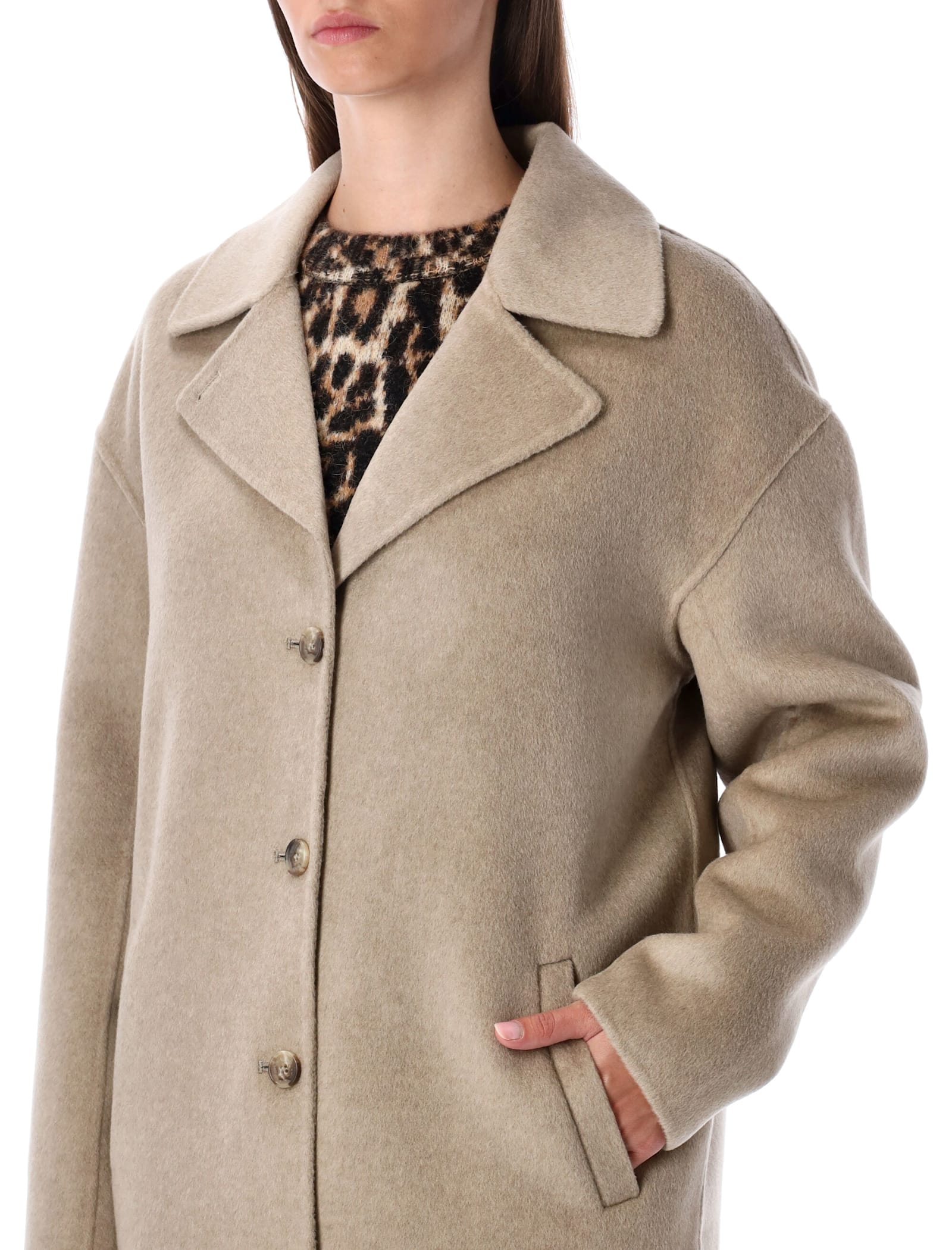 Anine Bing Portia Wool Cashmere Coat In Neutral