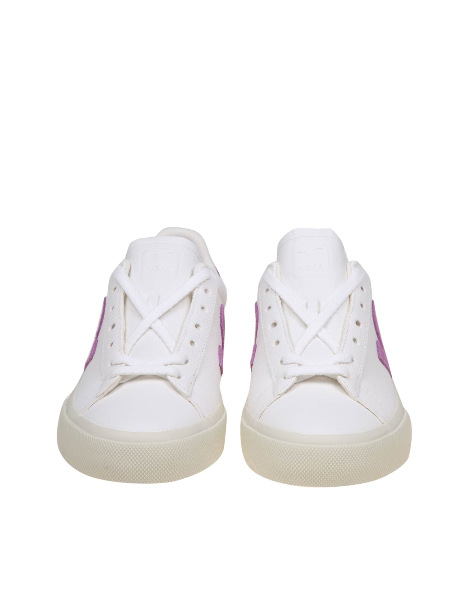 Shop Veja Campo Chromefree In White/mulberry Leather In Lilac