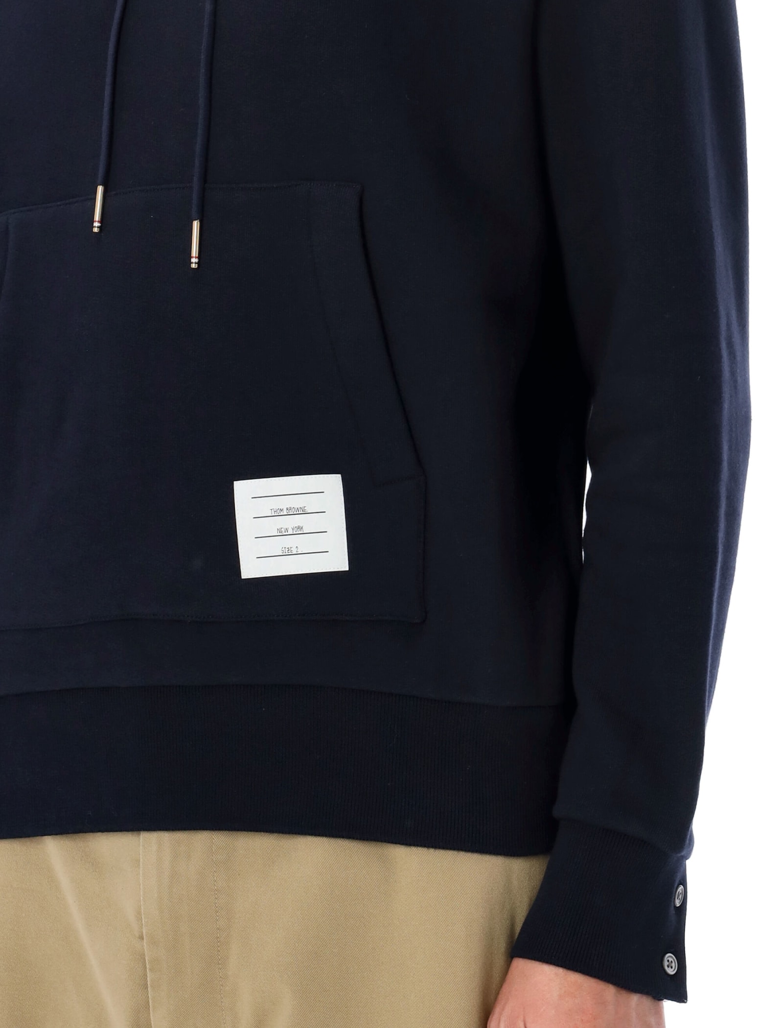 THOM BROWNE HOODIE PULLOVER WITH CB RWB STRIPE 