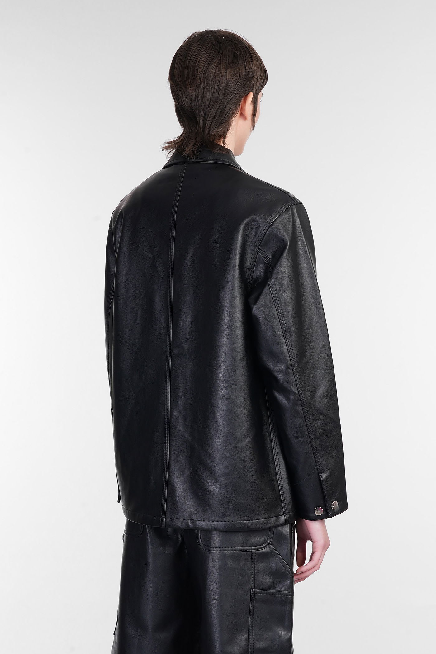 Carhartt Ip Womens Michigan Patch-pockets Relaxed-fit Faux-leather Jacket Black Xs In Black
