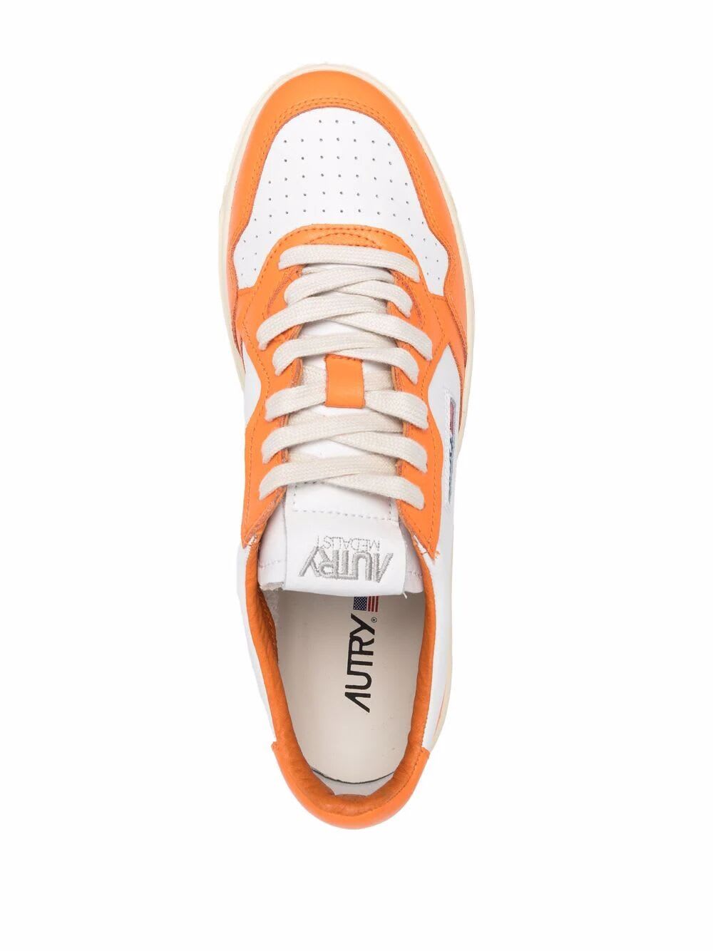 Shop Autry Medalist Low Sneakers In White Orange