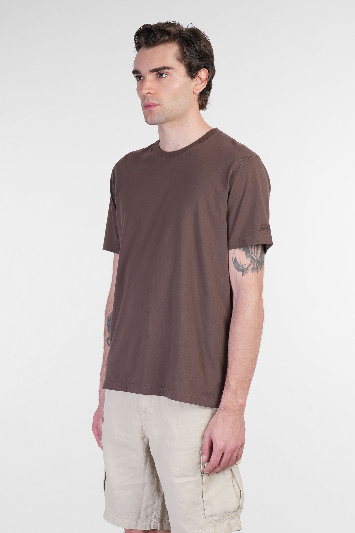Mc2 Saint Barth Ecstasea N T-shirt In Brown Linen In Brown