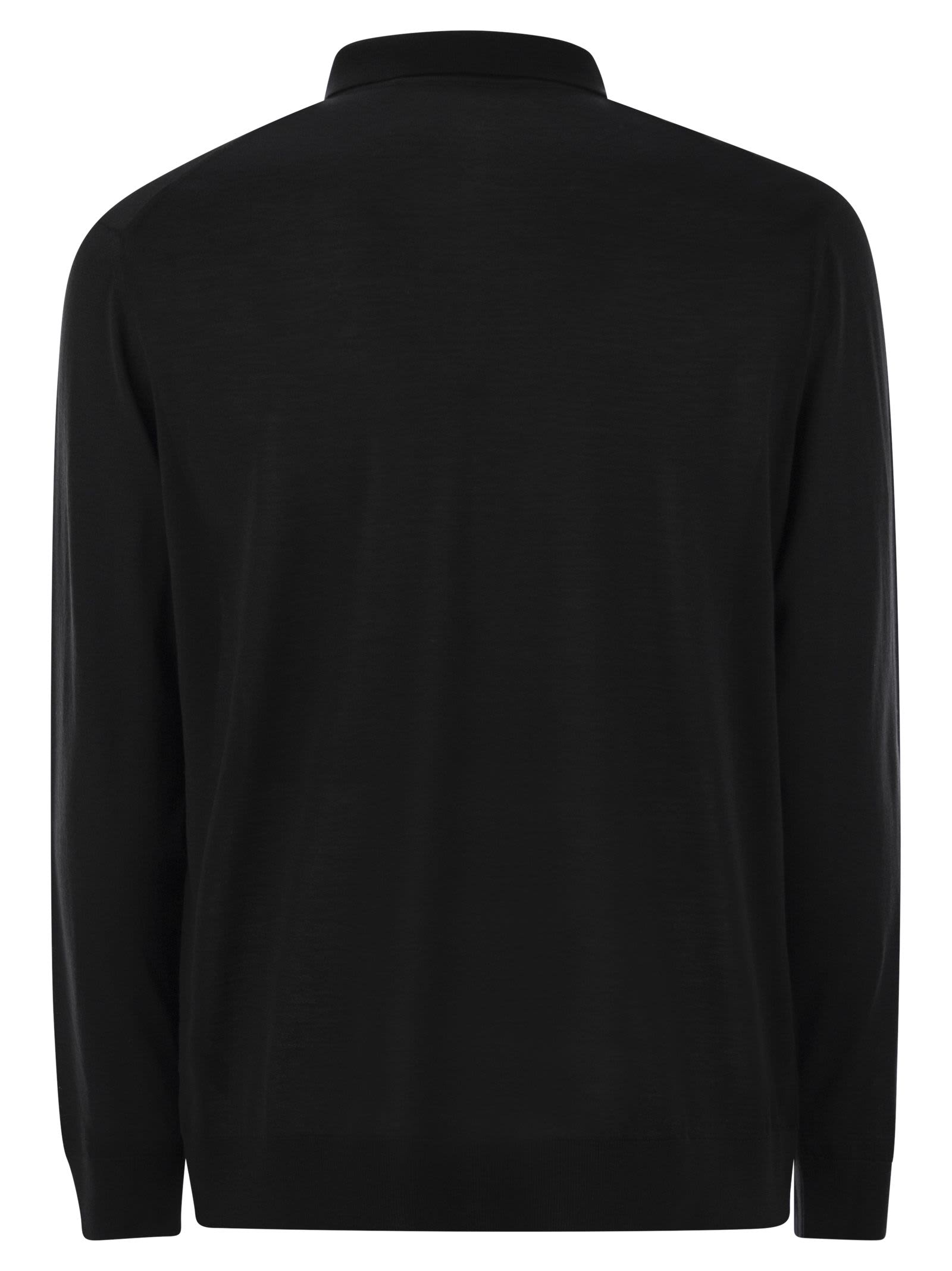 Kiton Men Wool Polo Shirt In Black