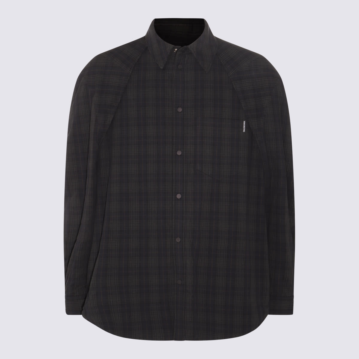 Grey Cotton Check Oversize Shirt