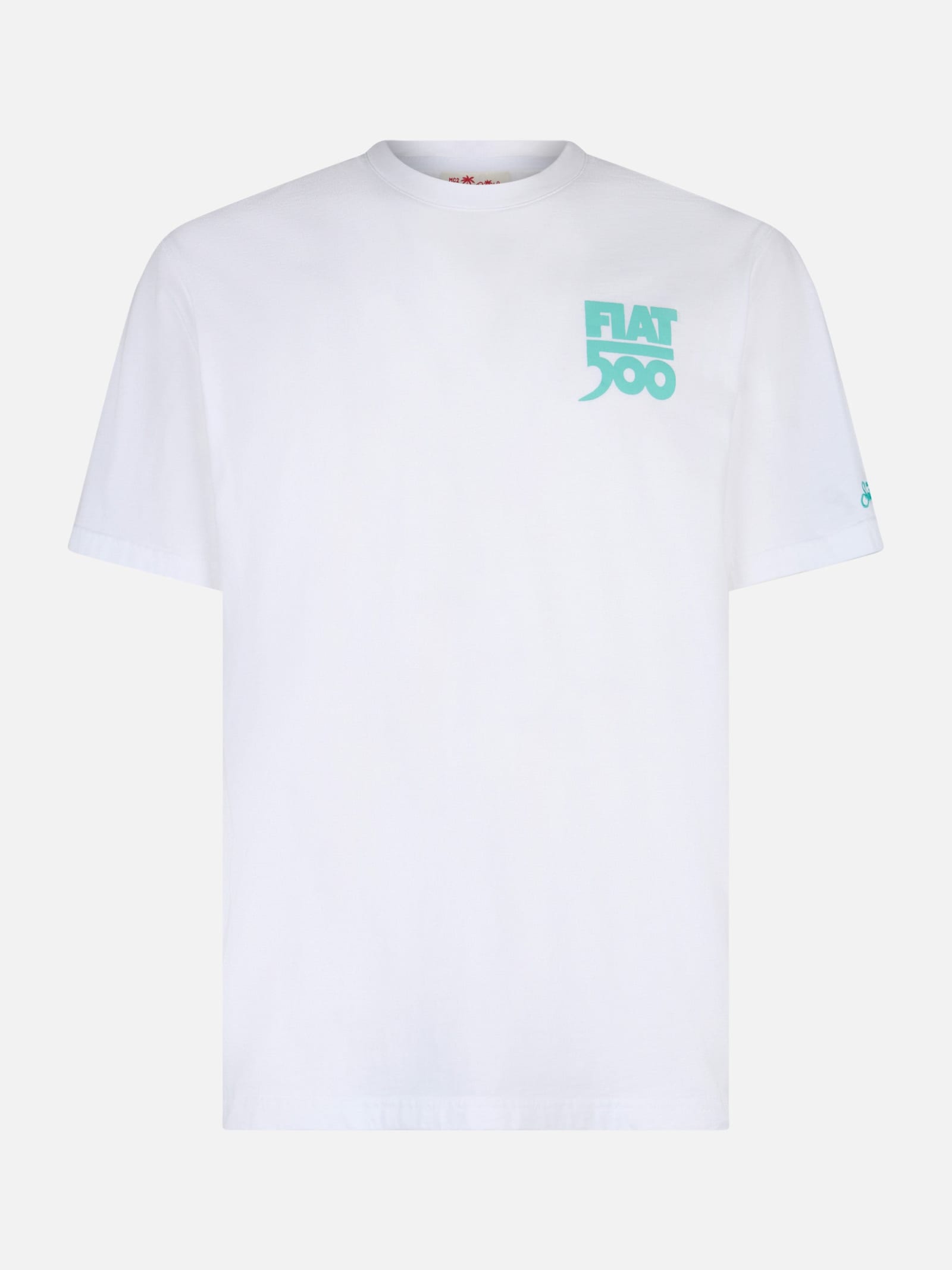 MC2 SAINT BARTH MAN COTTON T-SHIRT WITH SPIAGGINA FRONT AND BACK PLACED PRINT FIAT 500 SPECIAL EDITION 
