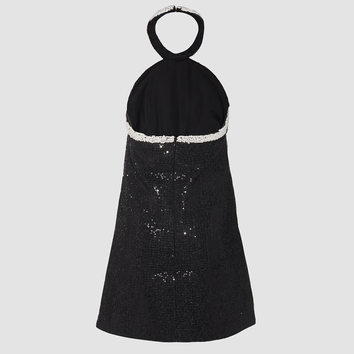 Self-portrait Boucle Pearly-trim Mini Dress In B Black