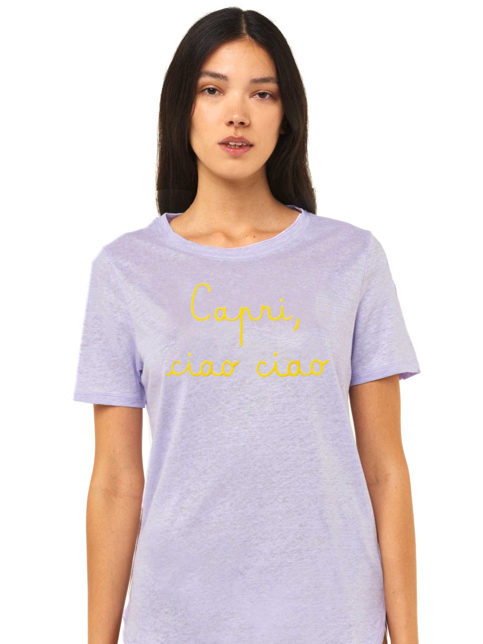 MC2 Saint Barth Linen T-shirt With Capri Ciao Embroidery