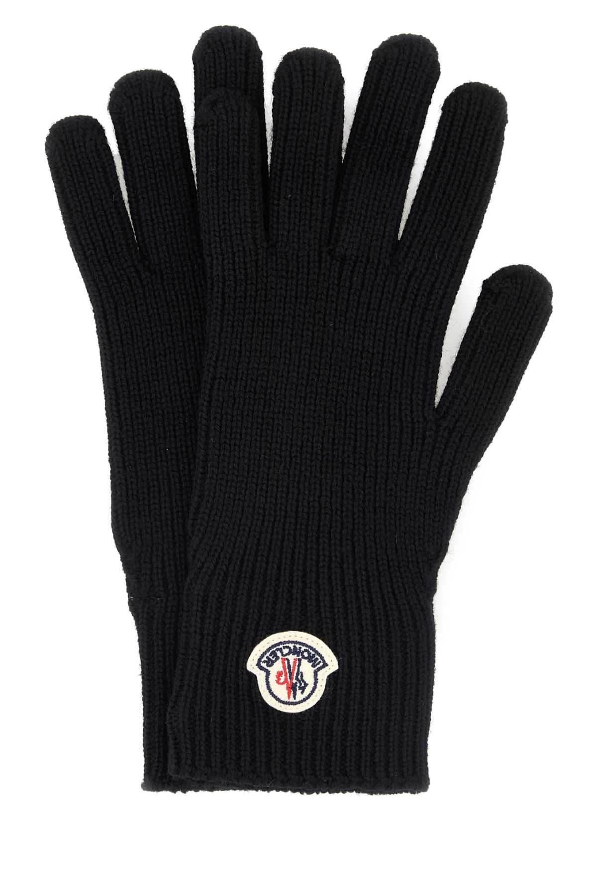 Moncler Black Wool Gloves In Black