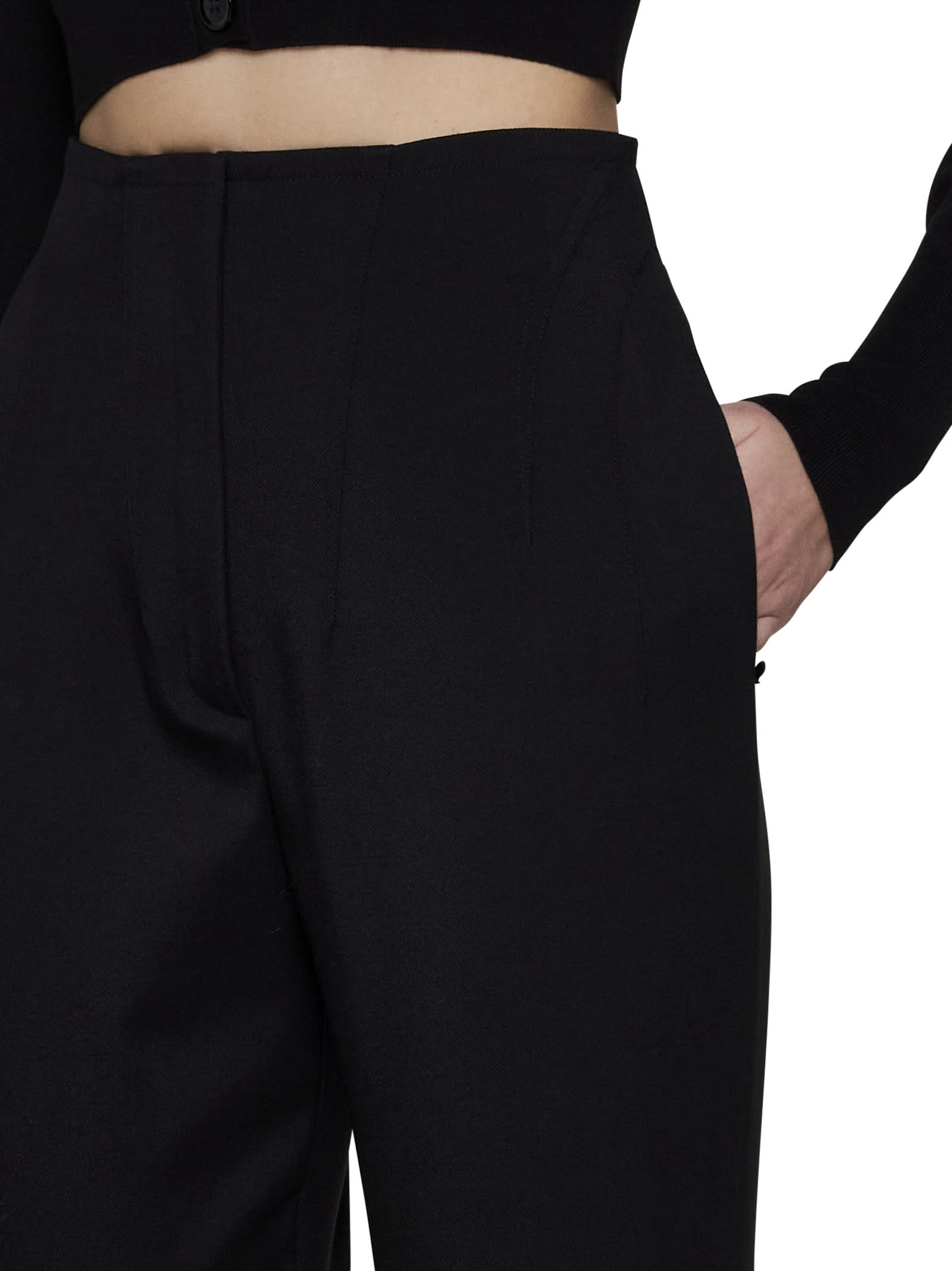 Alaïa Corset Wool Trousers In Black