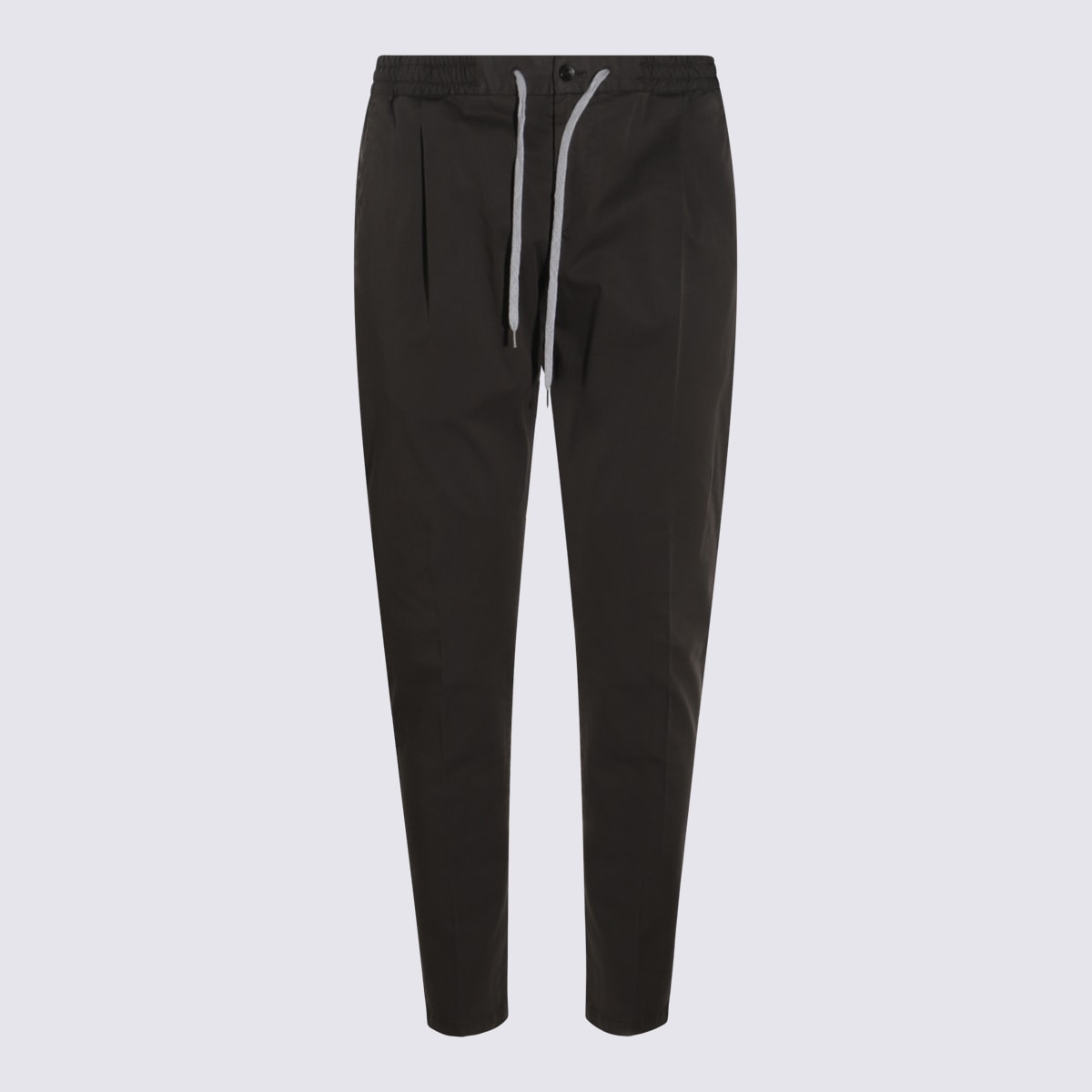 Pt Torino Elastic Waist Trousers With Pockets In Brown